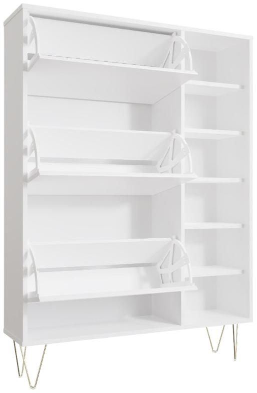 Montour White 3 Drawer Shoe Cabinet