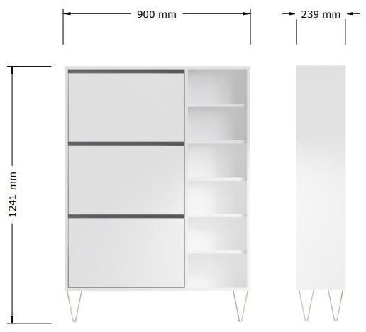 Montour White 3 Drawer Shoe Cabinet