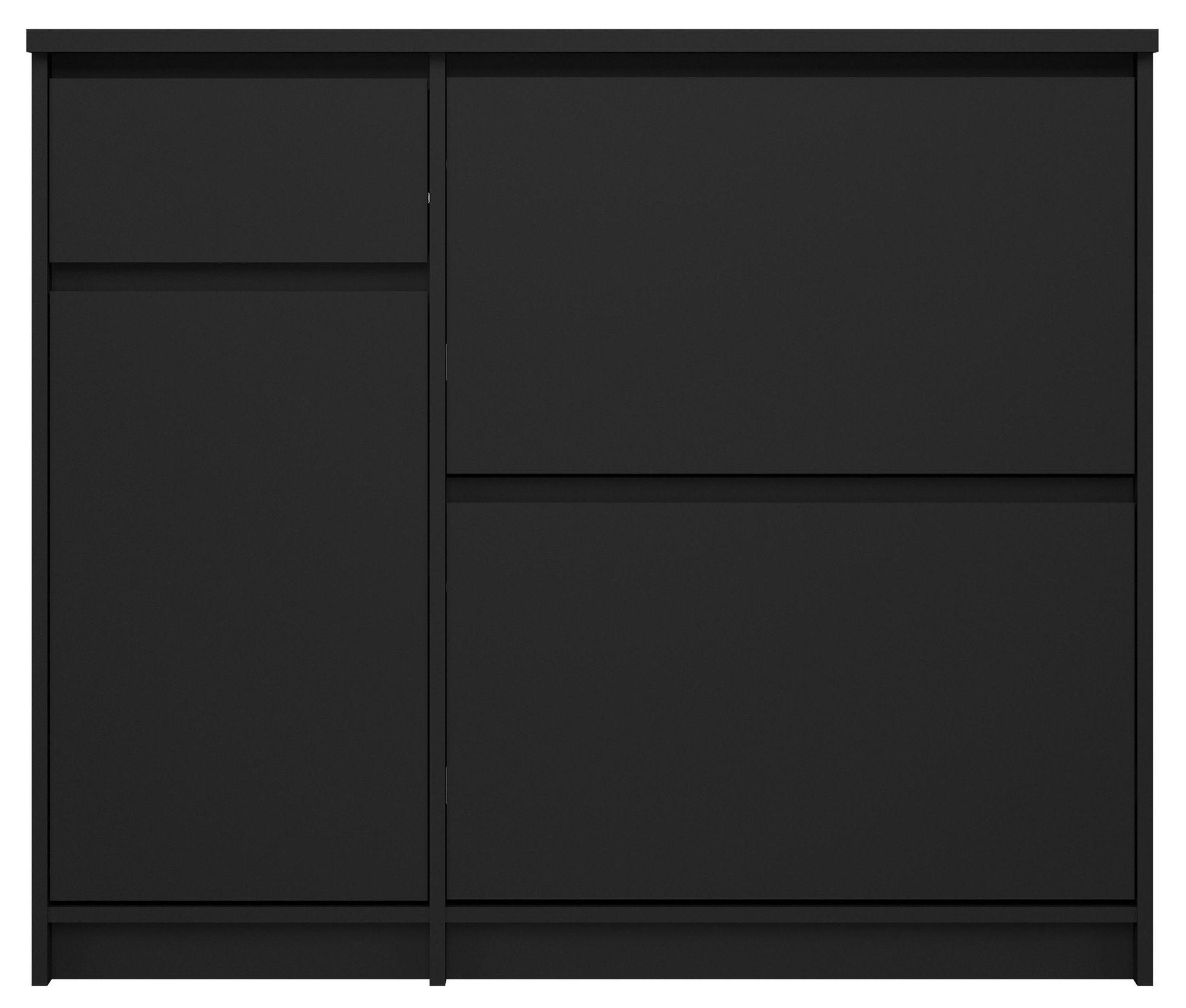 Naia Matt Black 2 Door 2 Drawer Shoe Cabinet