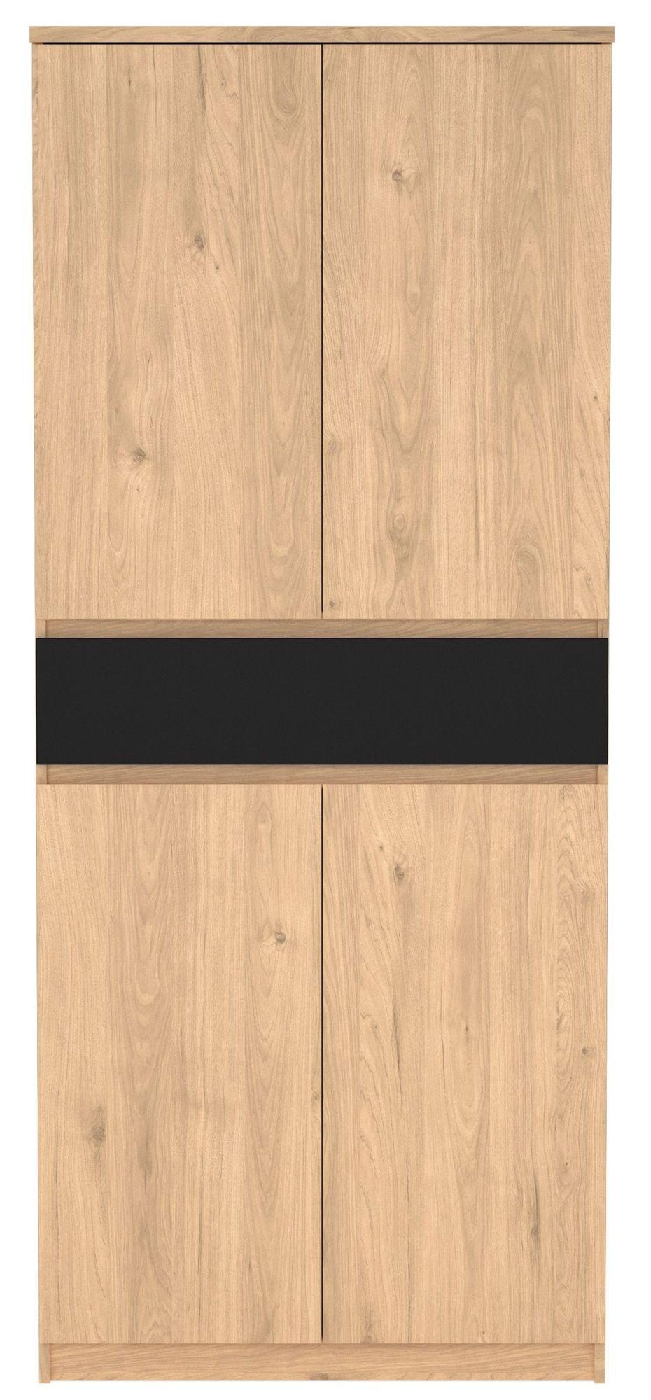 Naia Oak and Black Large Shoe Cupboard