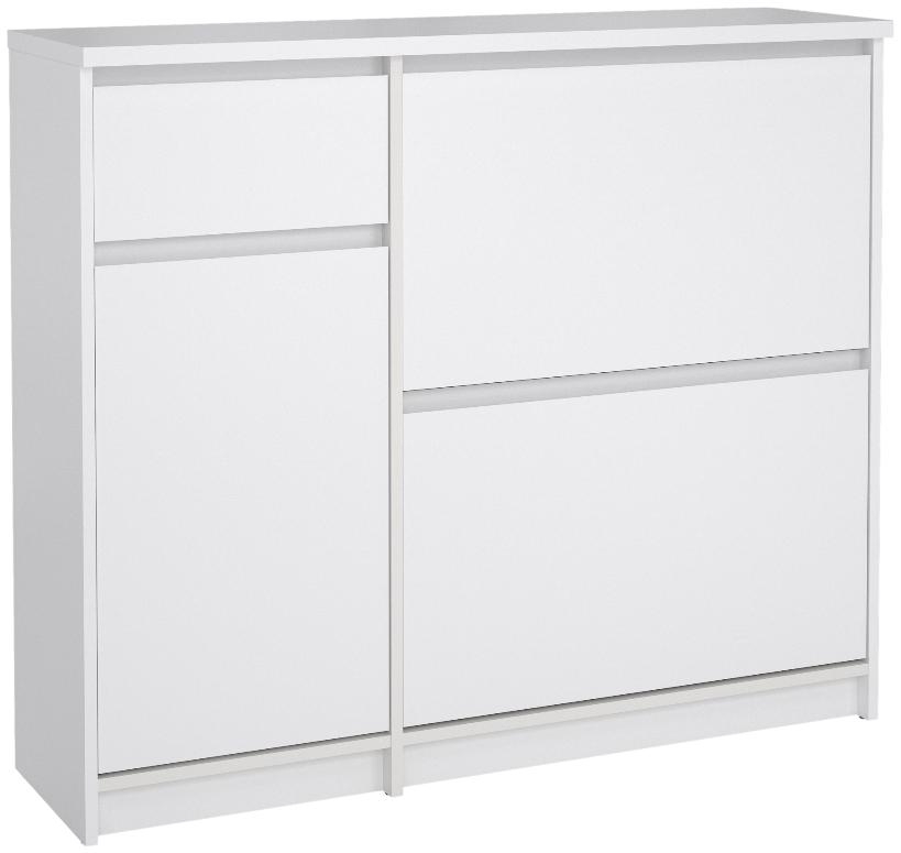 Naia White Gloss 2 Door 2 Drawer Shoe Cabinet