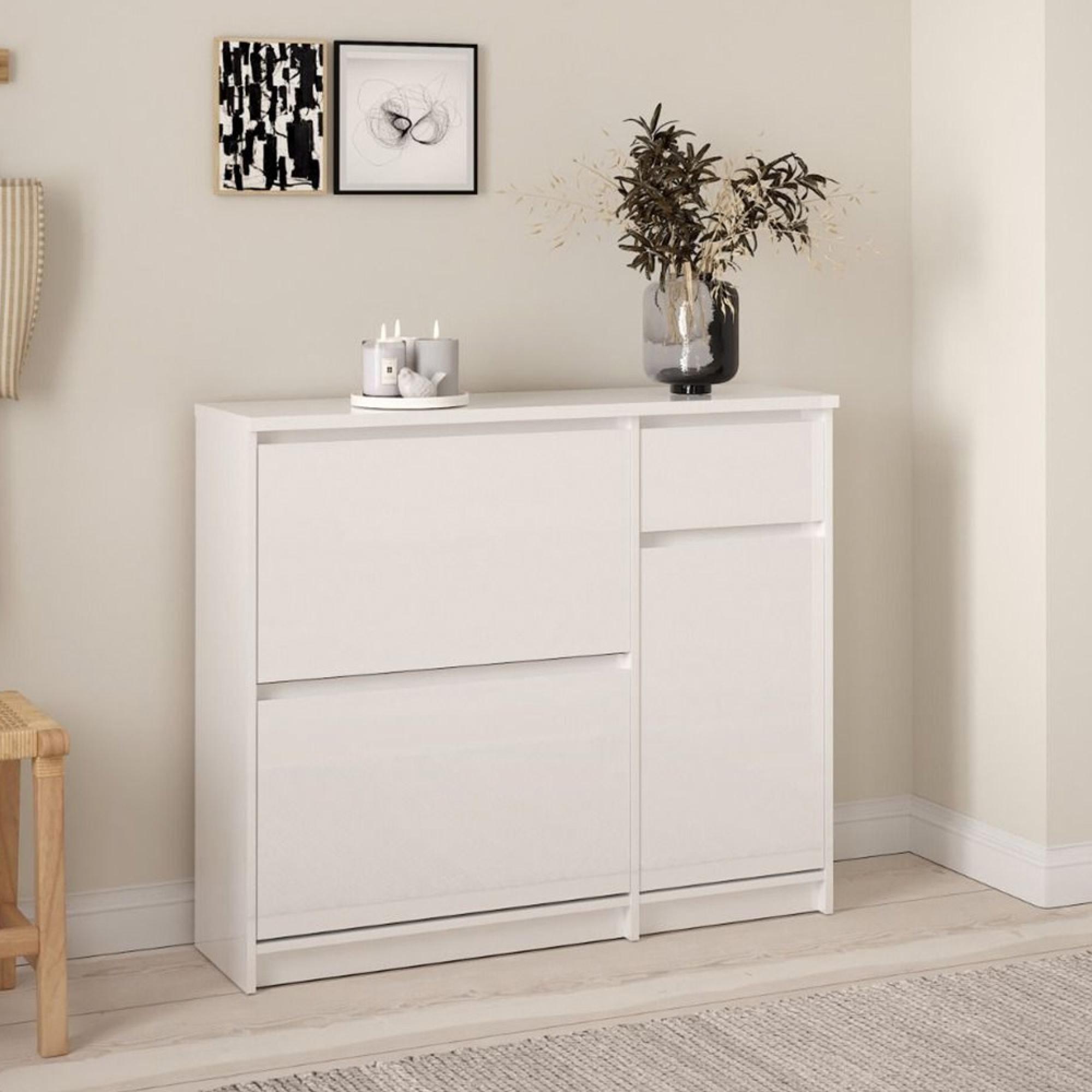Naia Shoe Cabinet - 3 Door - 1 Drawer - White Gloss