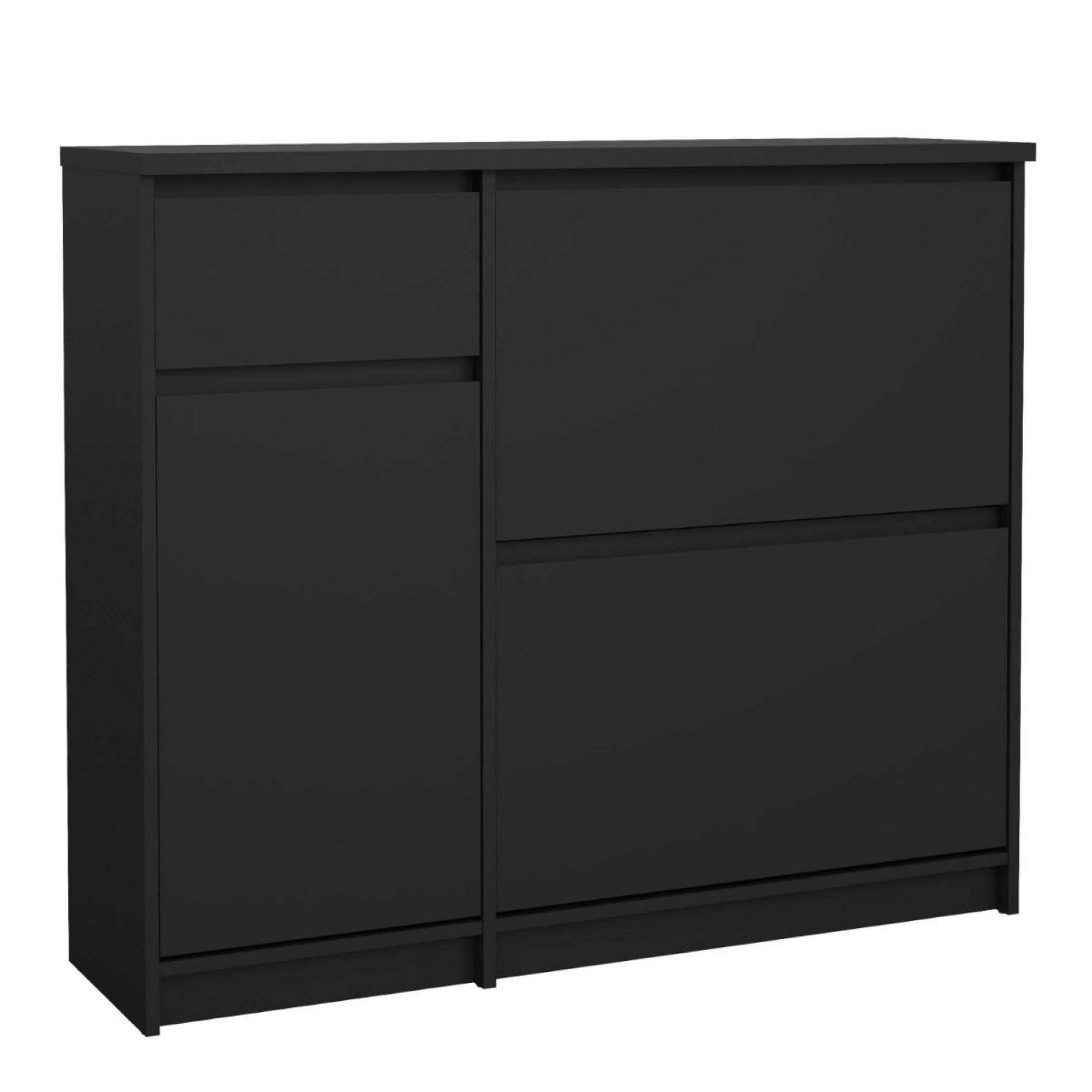 Naia Shoe Cabinet - 3 Door - 1 Drawer - Matt Black