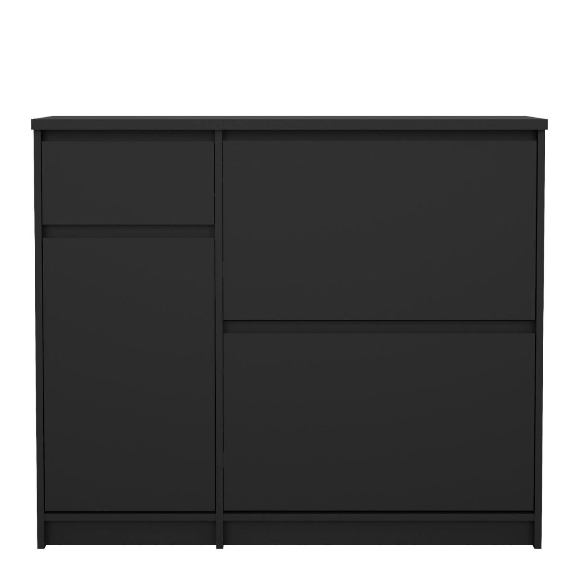 Naia Shoe Cabinet - 3 Door - 1 Drawer - Matt Black