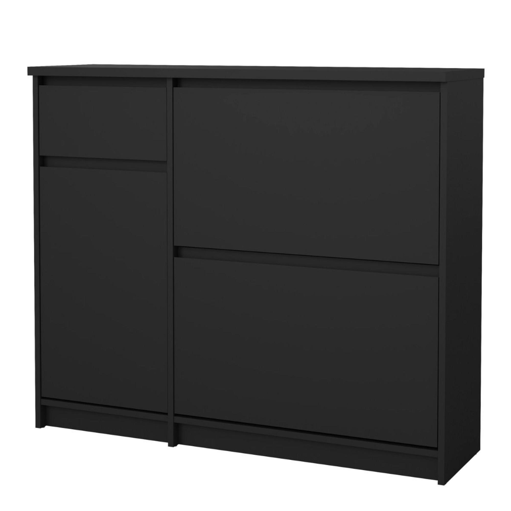 Naia Shoe Cabinet - 3 Door - 1 Drawer - Matt Black