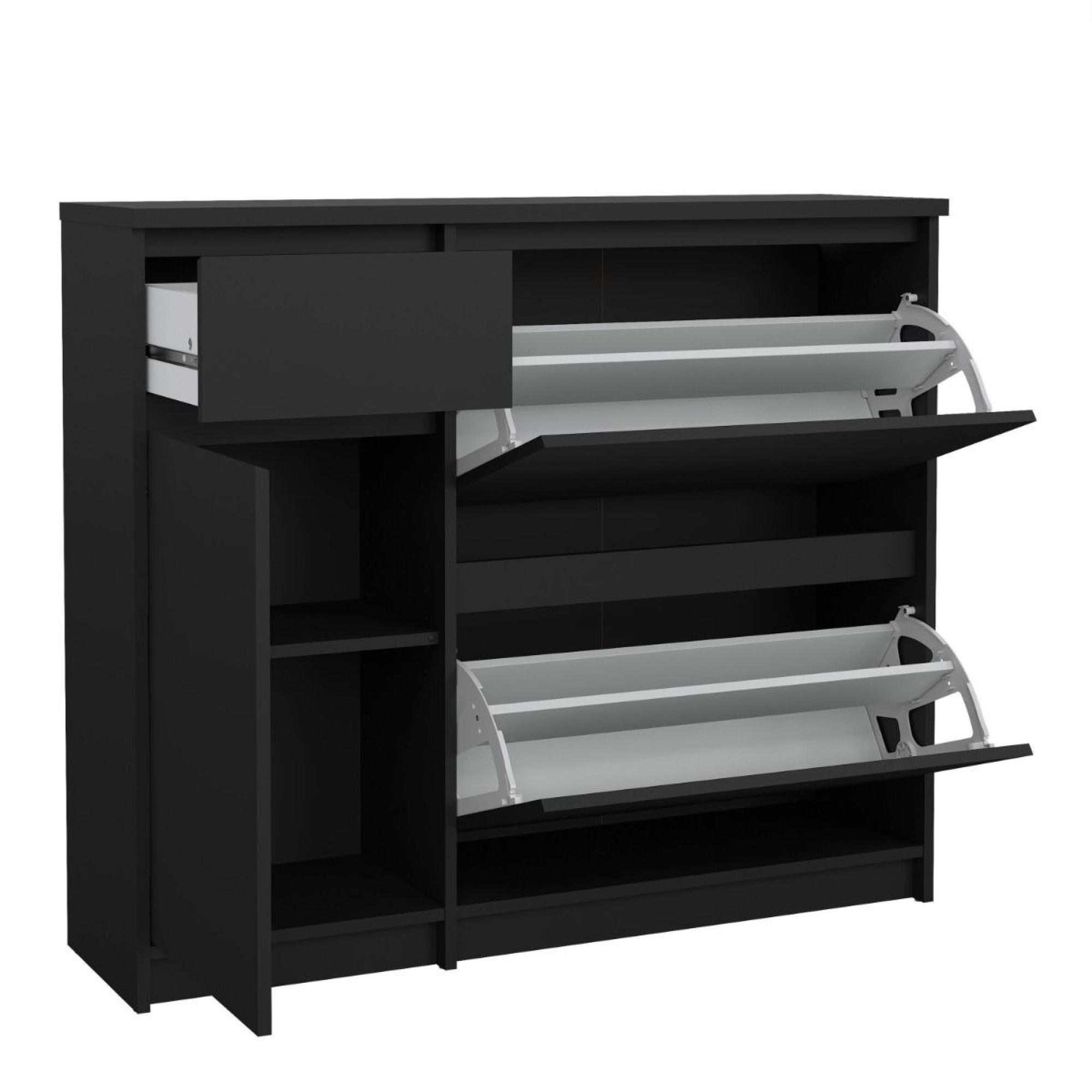 Naia Shoe Cabinet - 3 Door - 1 Drawer - Matt Black