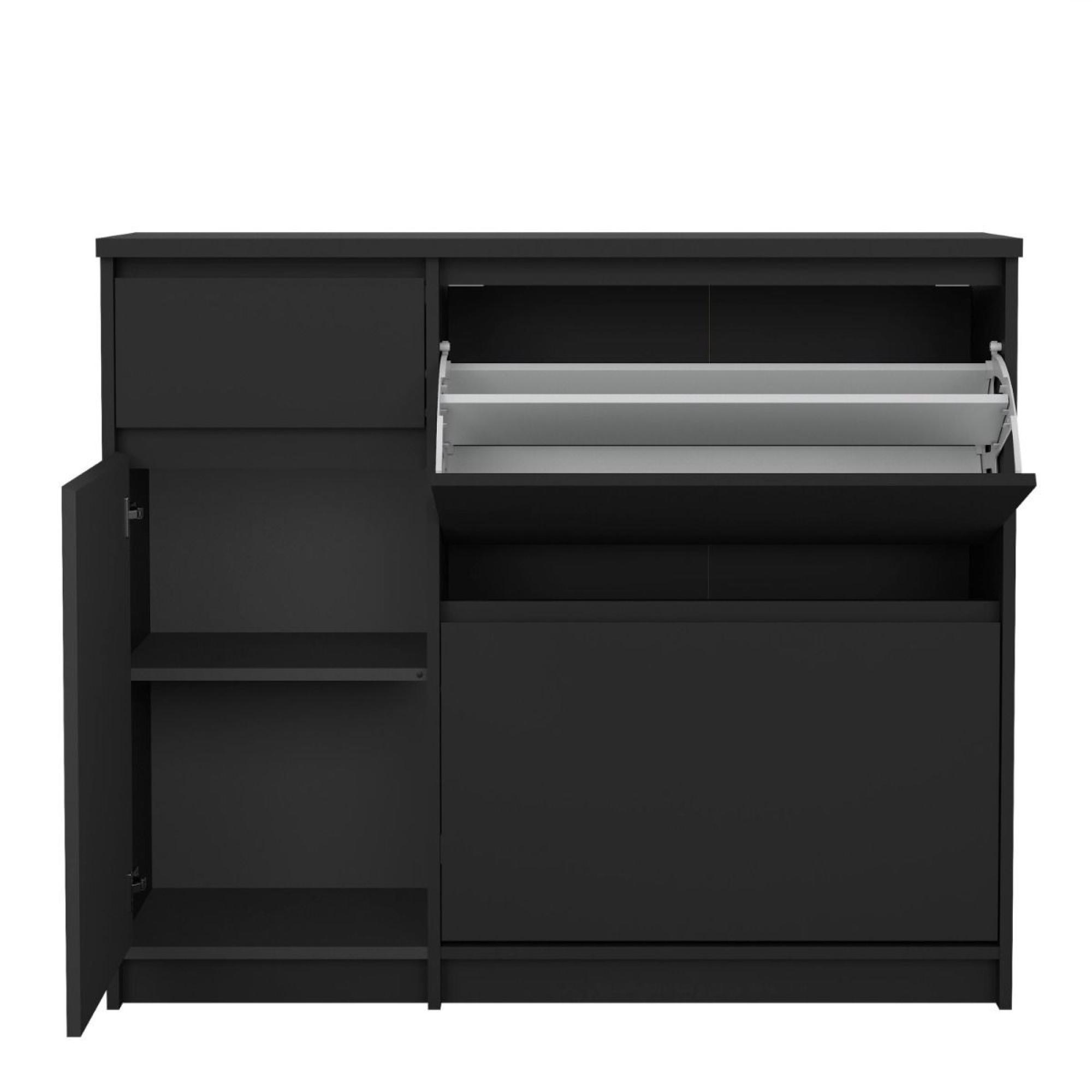 Naia Shoe Cabinet - 3 Door - 1 Drawer - Matt Black