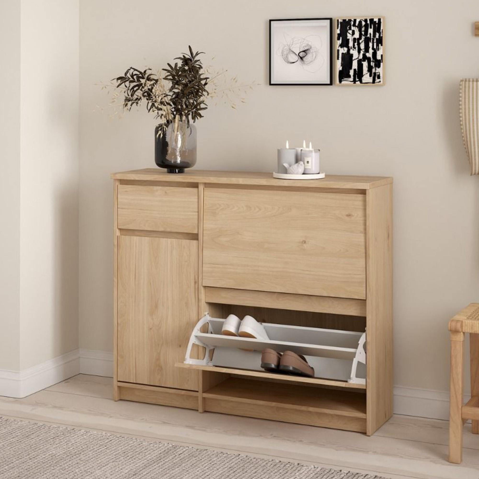 Naia Shoe Cabinet - 3 Door - 1 Drawer - Oak