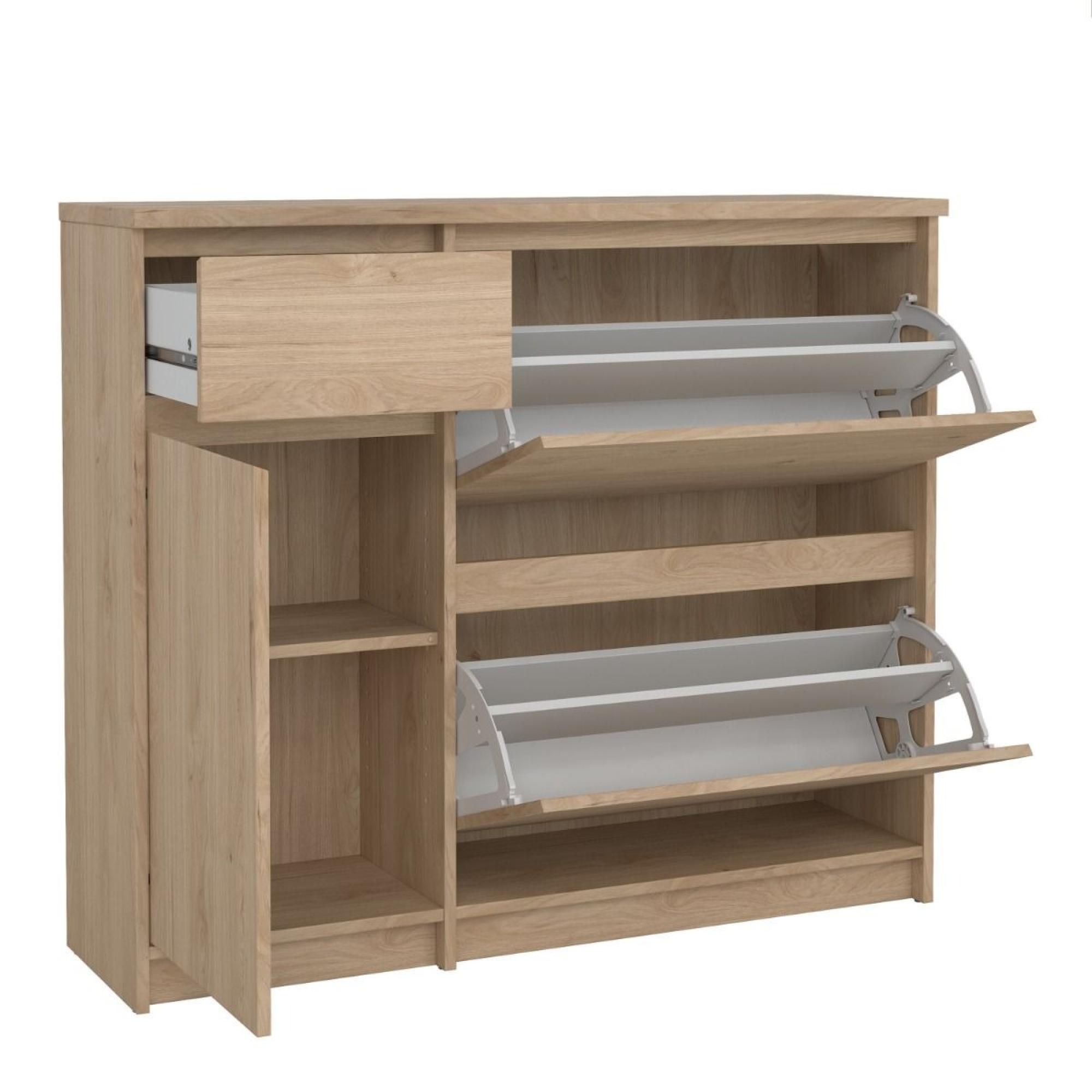 Naia Shoe Cabinet - 3 Door - 1 Drawer - Oak