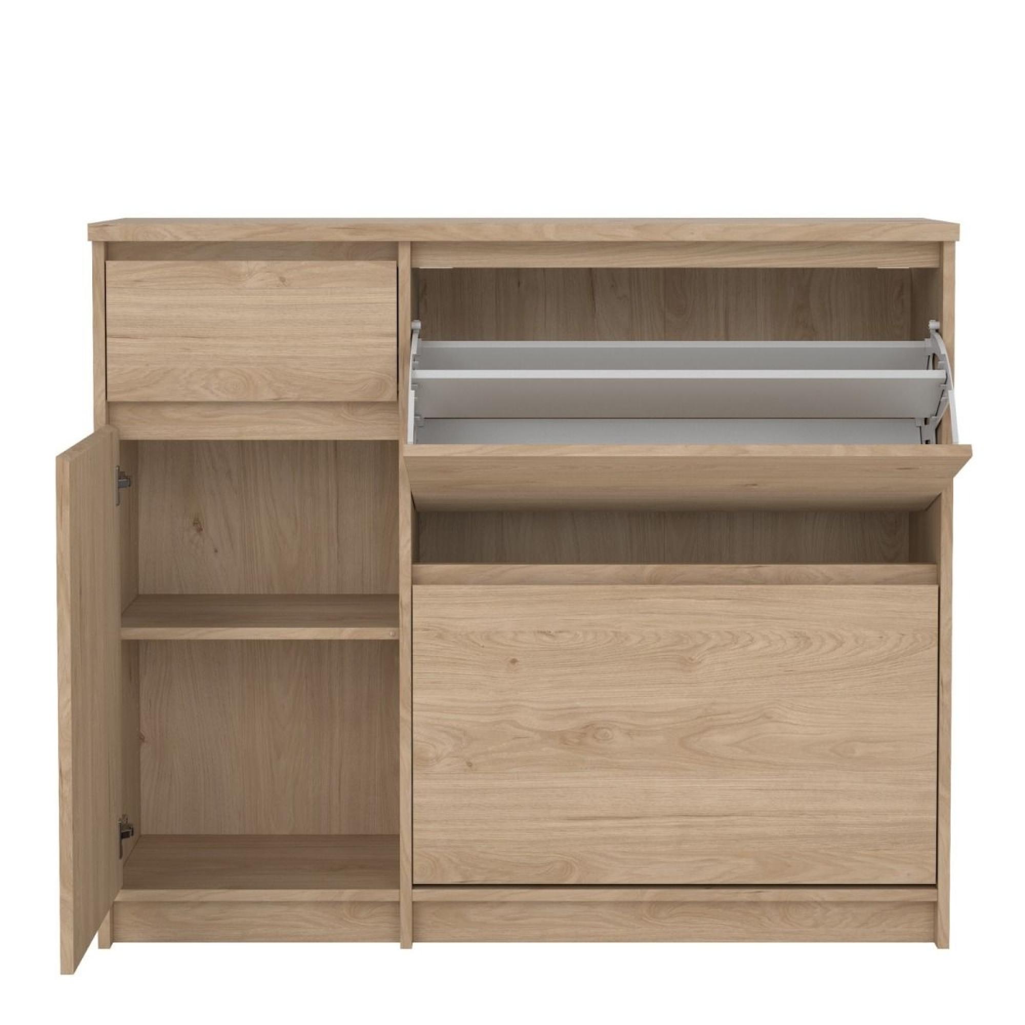 Naia Shoe Cabinet - 3 Door - 1 Drawer - Oak