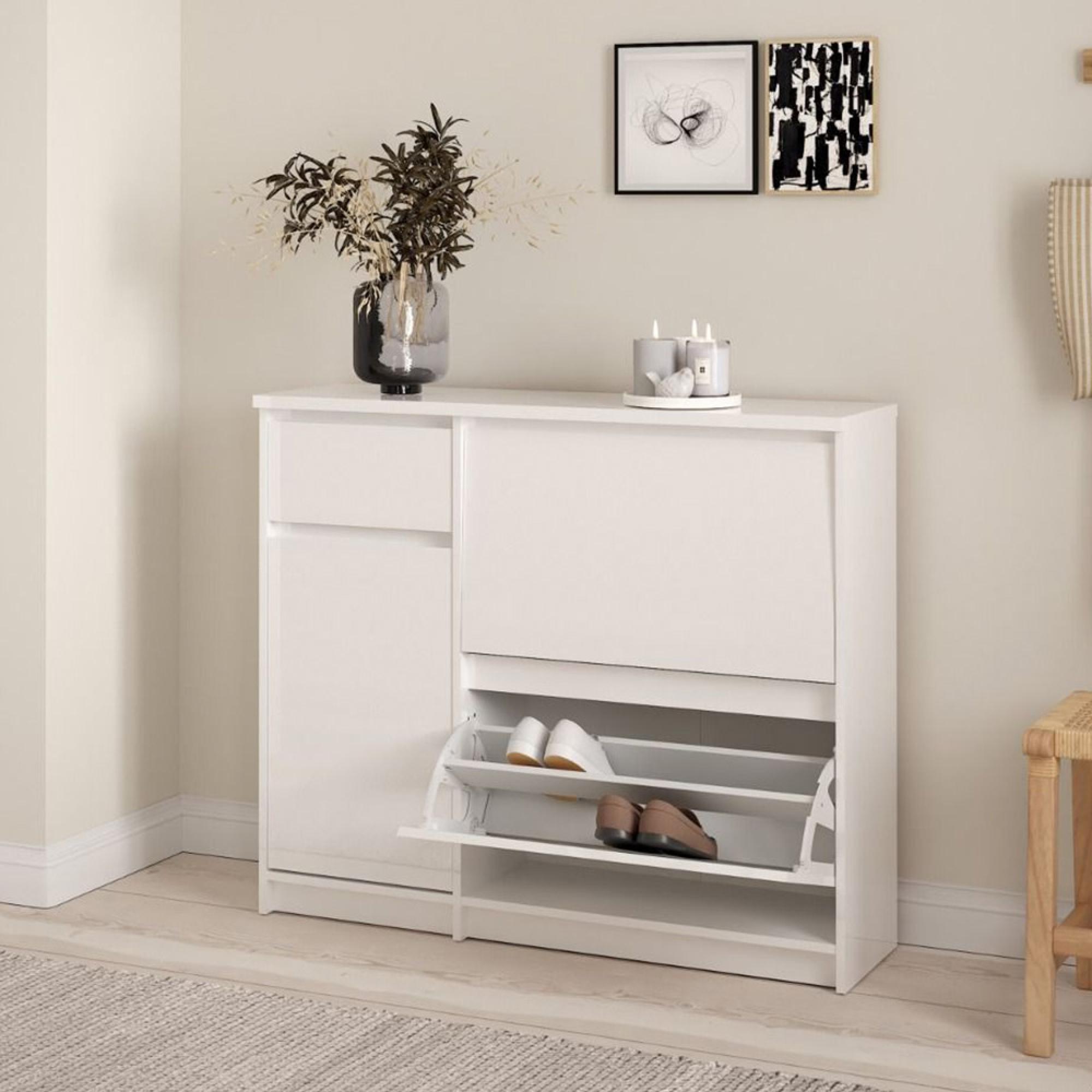 Naia Shoe Cabinet - 3 Door - 1 Drawer - White Gloss