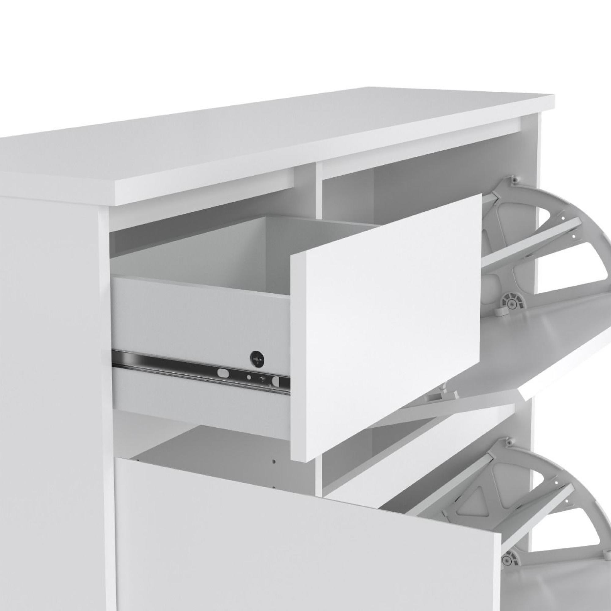 Naia Shoe Cabinet - 3 Door - 1 Drawer - White Gloss