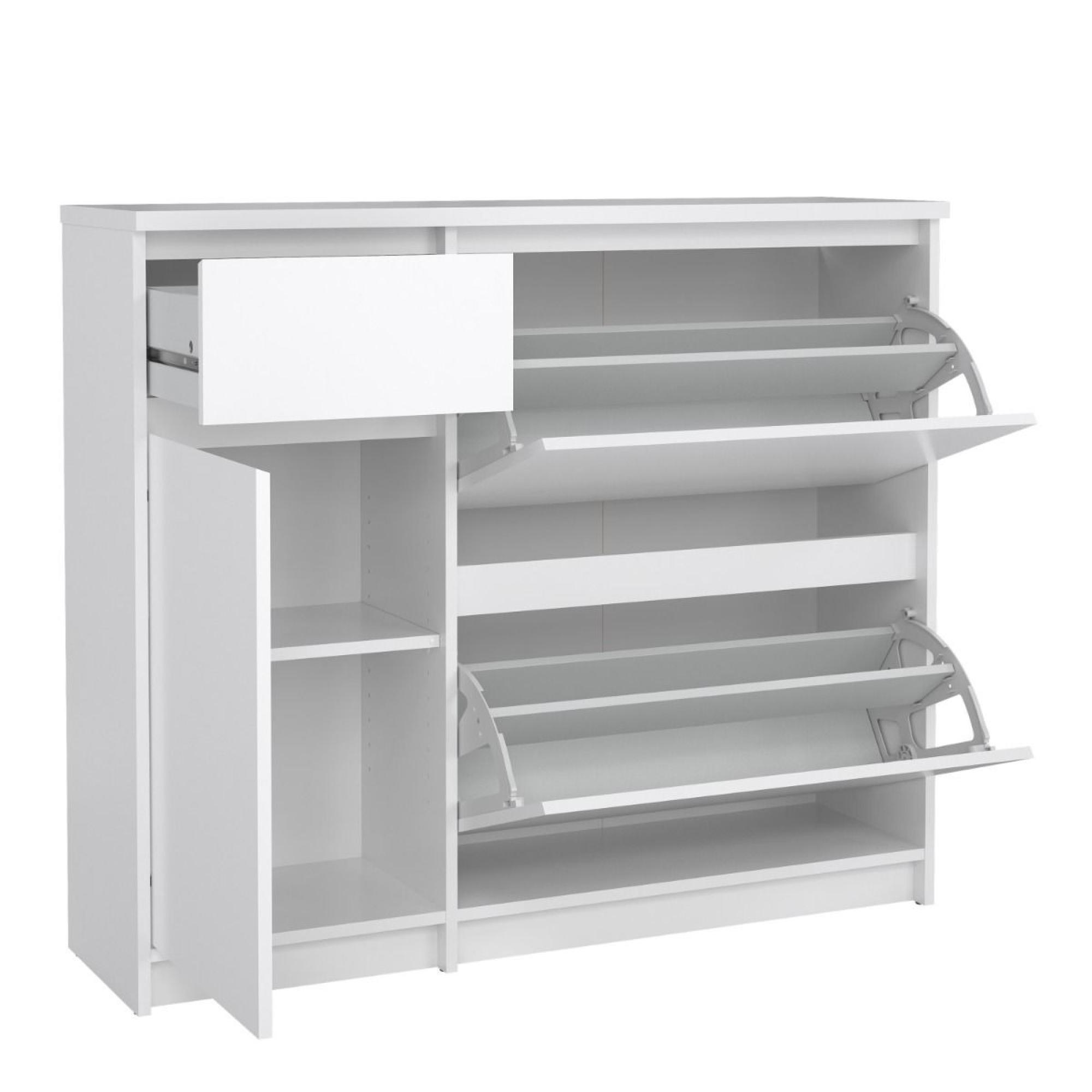 Naia Shoe Cabinet - 3 Door - 1 Drawer - White Gloss
