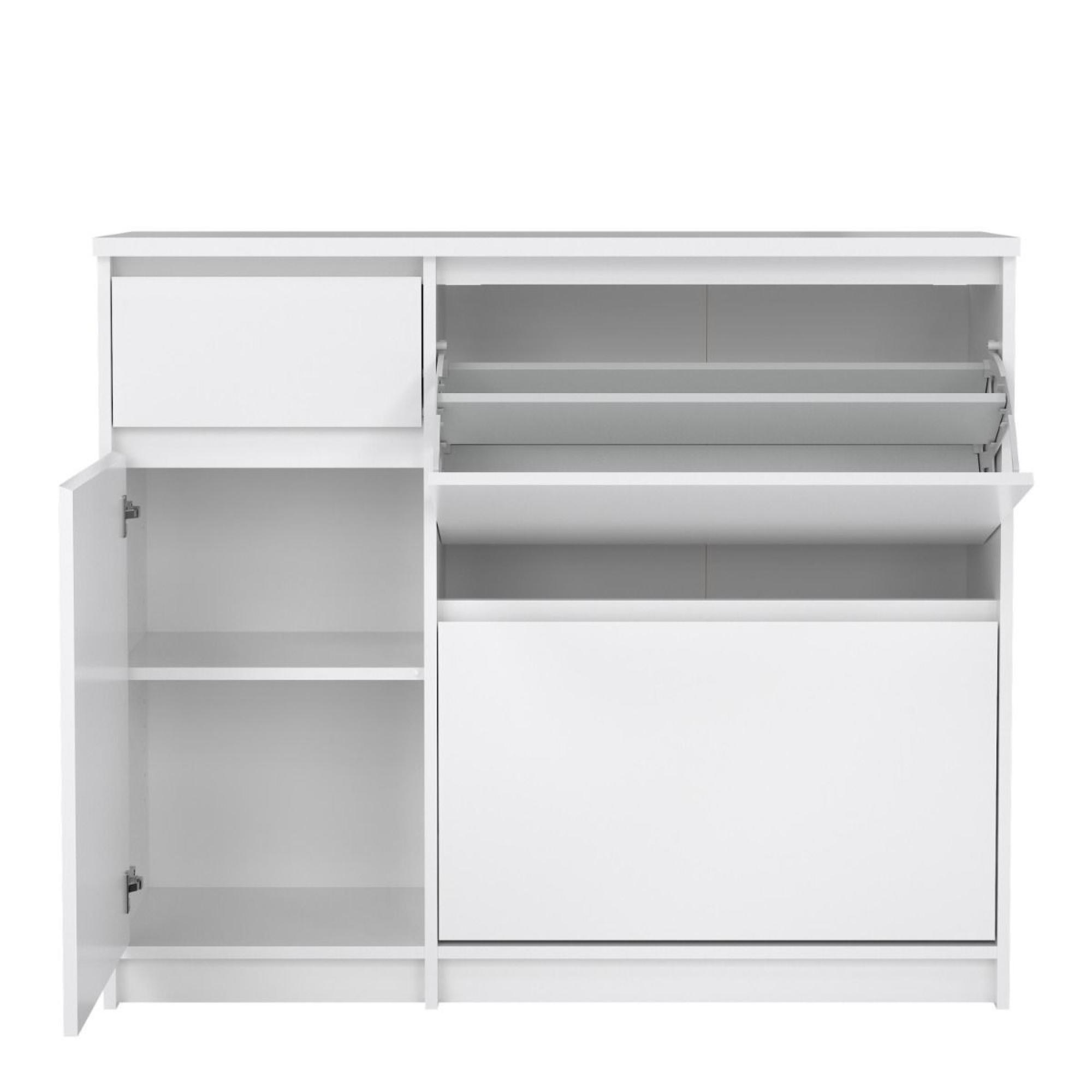 Naia Shoe Cabinet - 3 Door - 1 Drawer - White Gloss