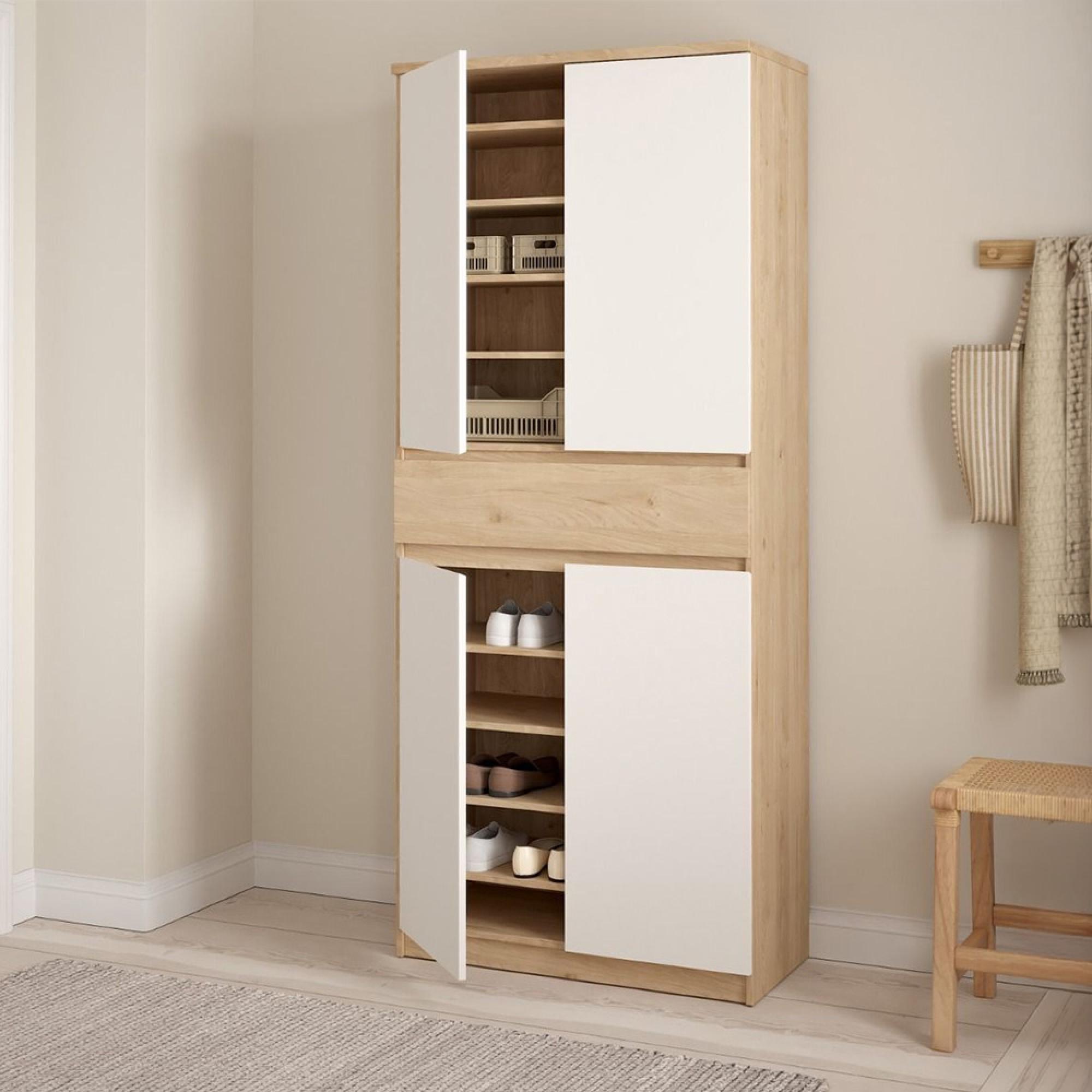 Naia Shoe Cupboard - Large - Oak and White