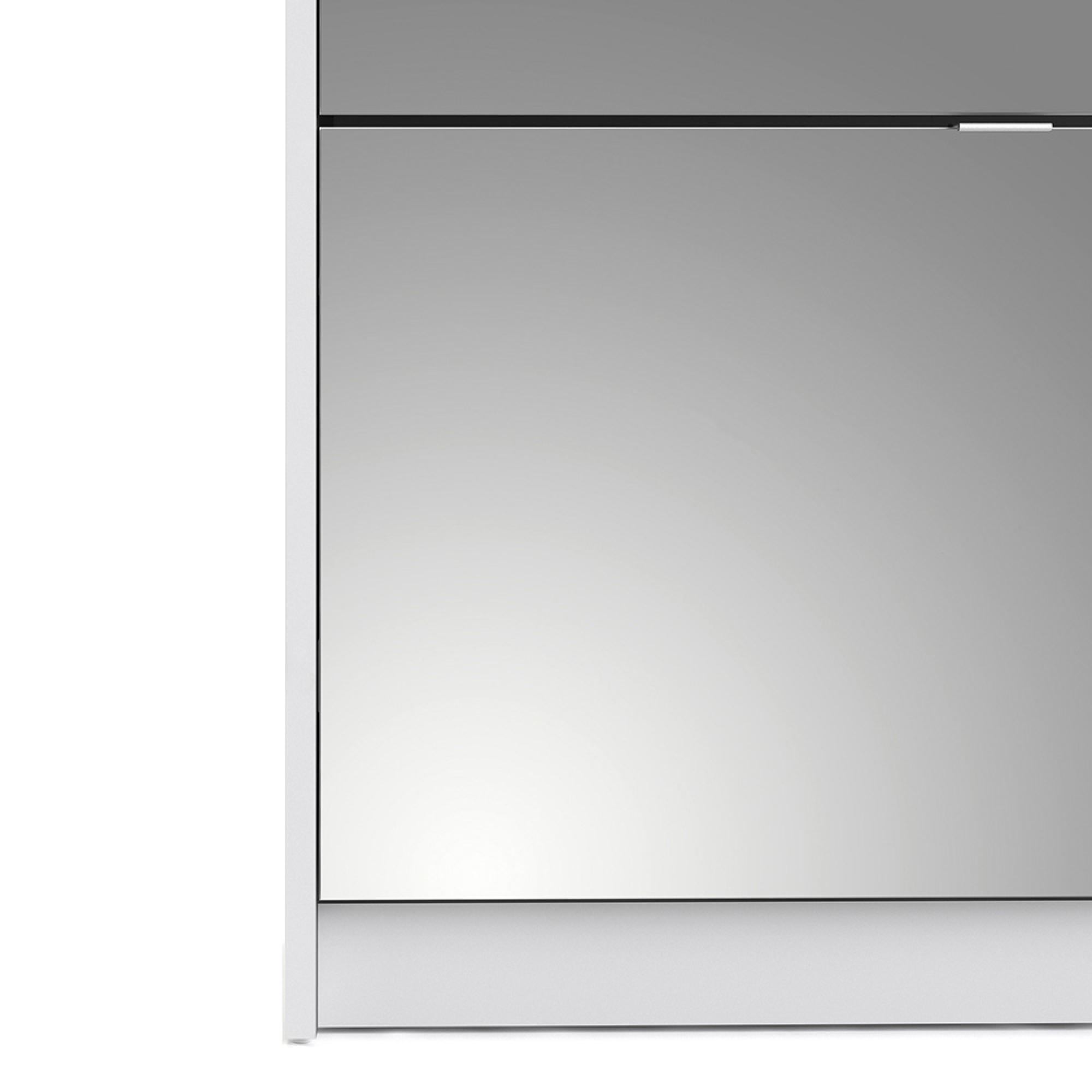 Shoe Cabinet - 4 Mirrored Door - White