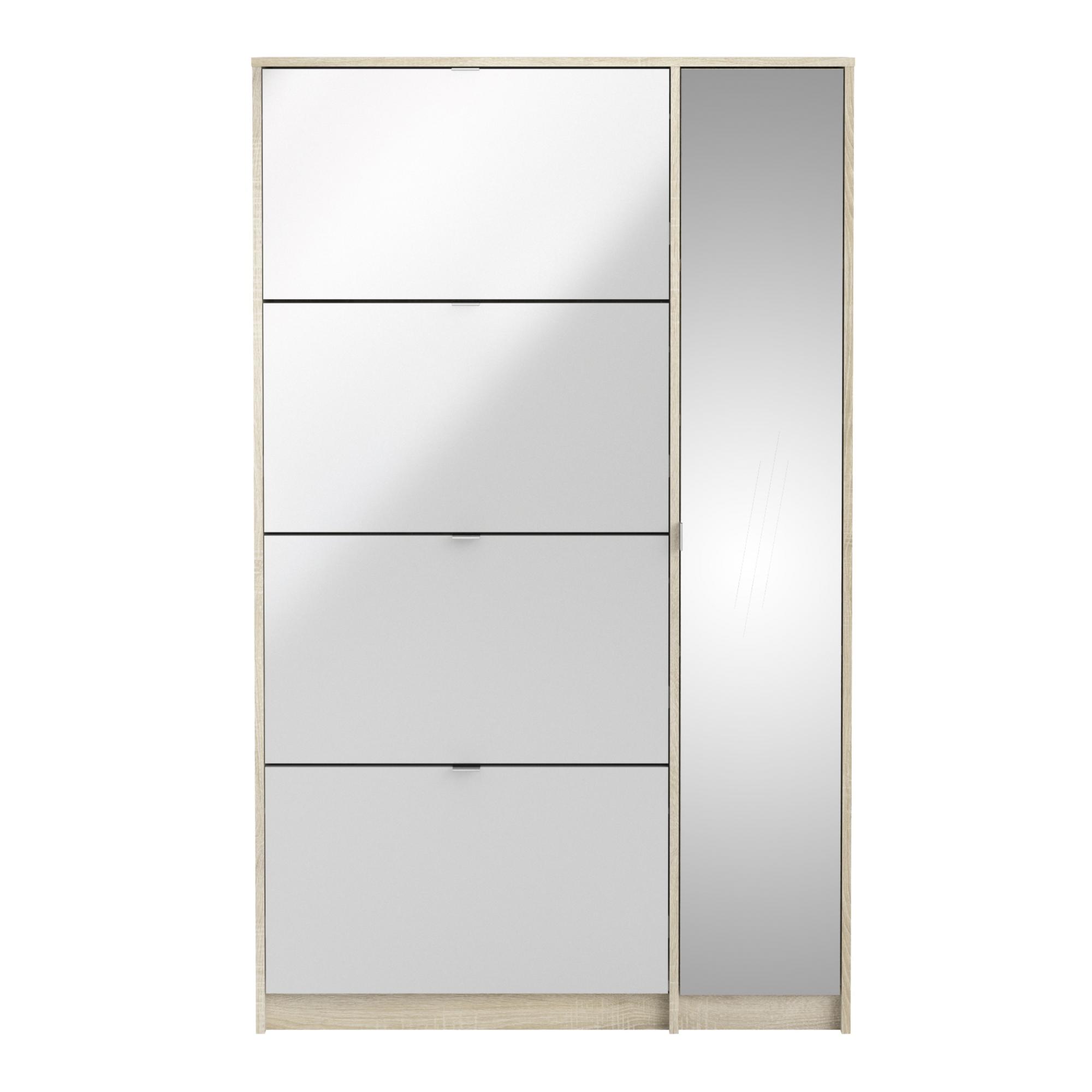 Shoe Cabinet - 5 Mirrored Door - Oak