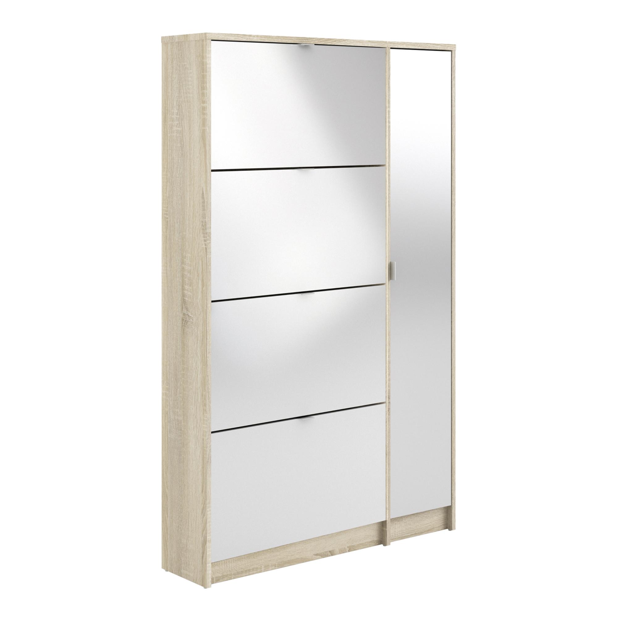 Shoe Cabinet - 5 Mirrored Door - Oak