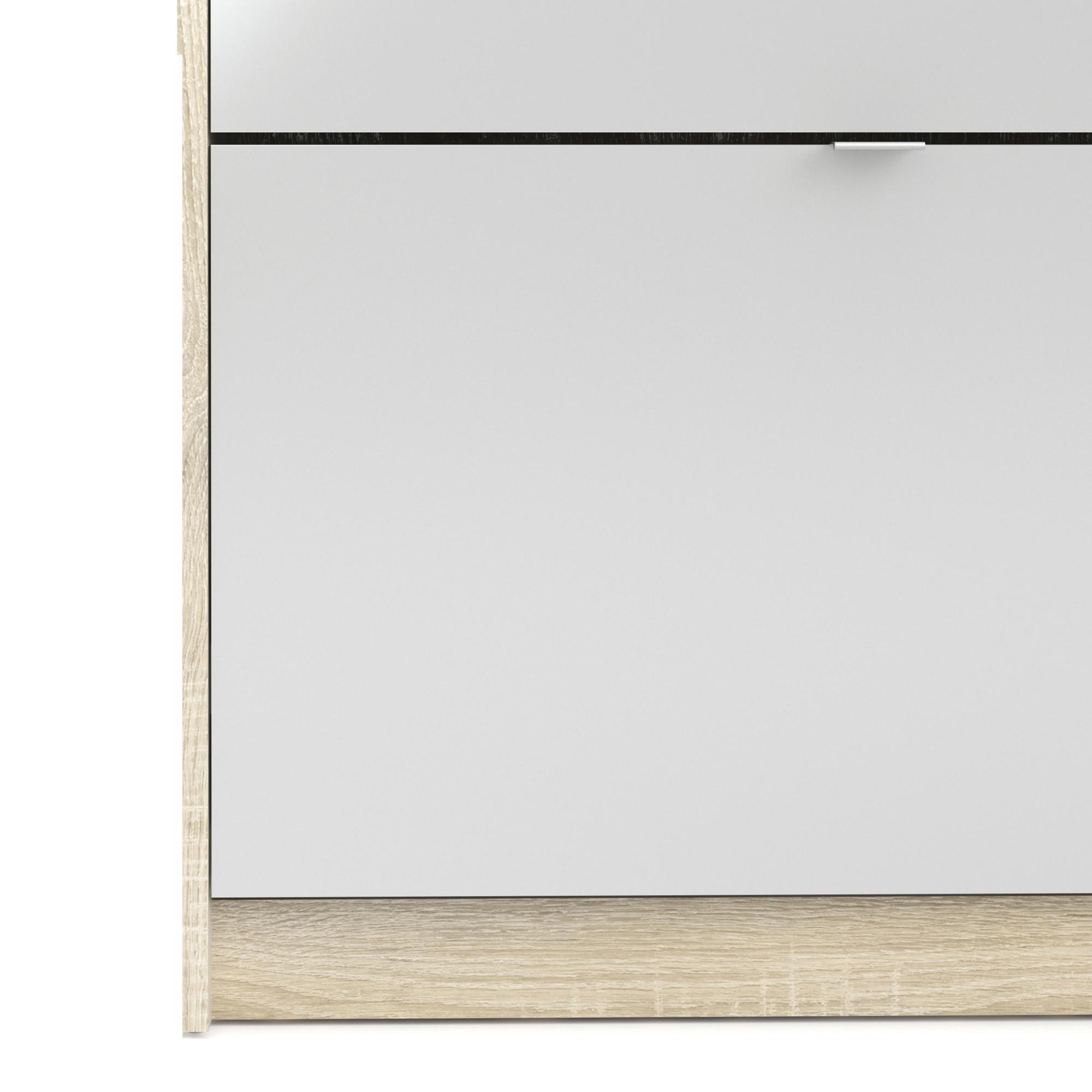 Shoe Cabinet - 5 Mirrored Door - Oak