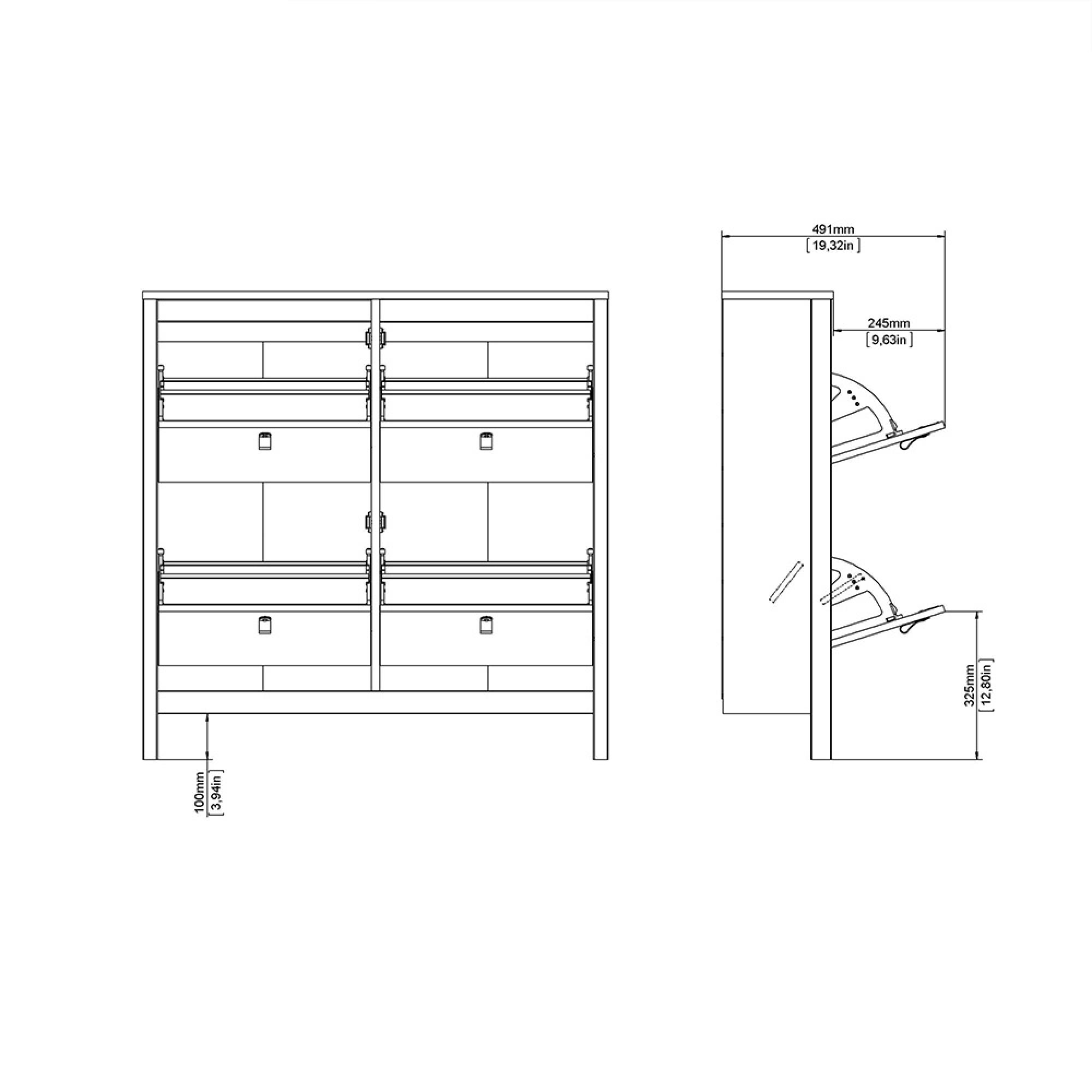 Barcelona Shoe Cabinet - 4 Drawer - Black
