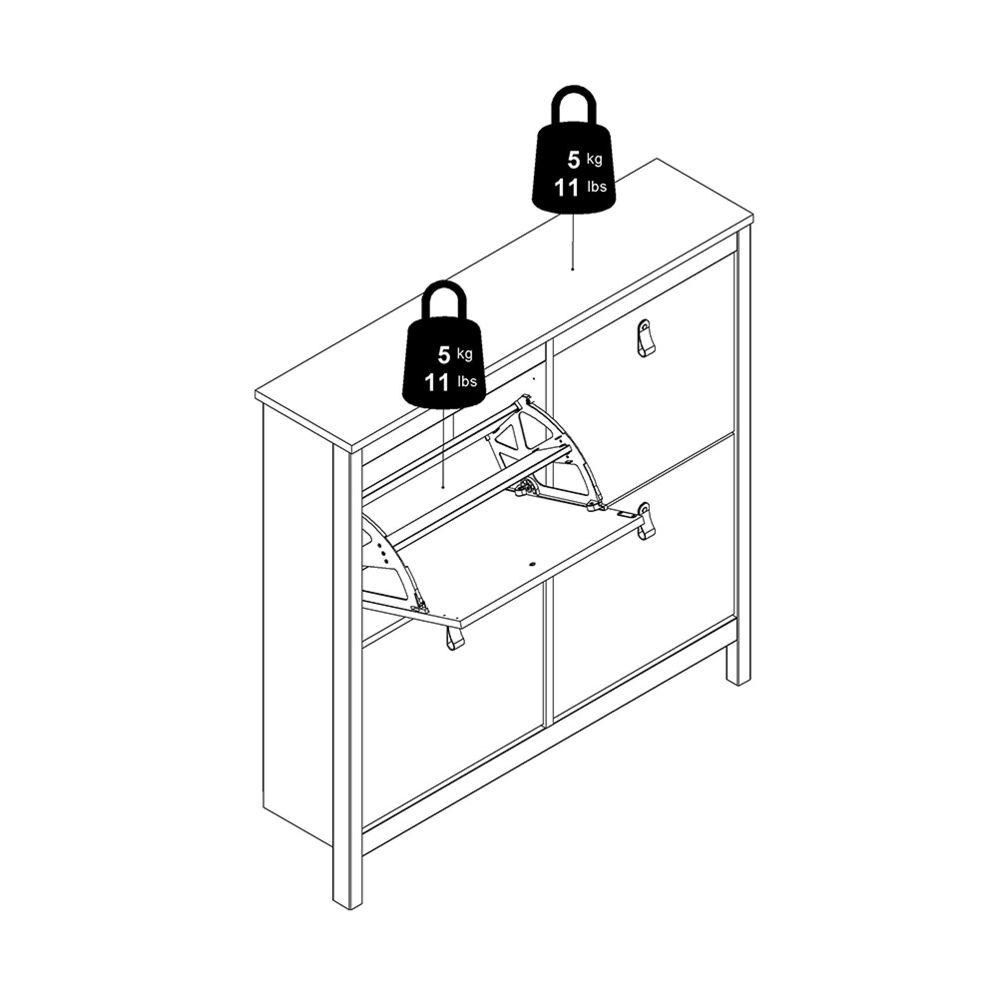 Barcelona Shoe Cabinet - 4 Drawer - Black