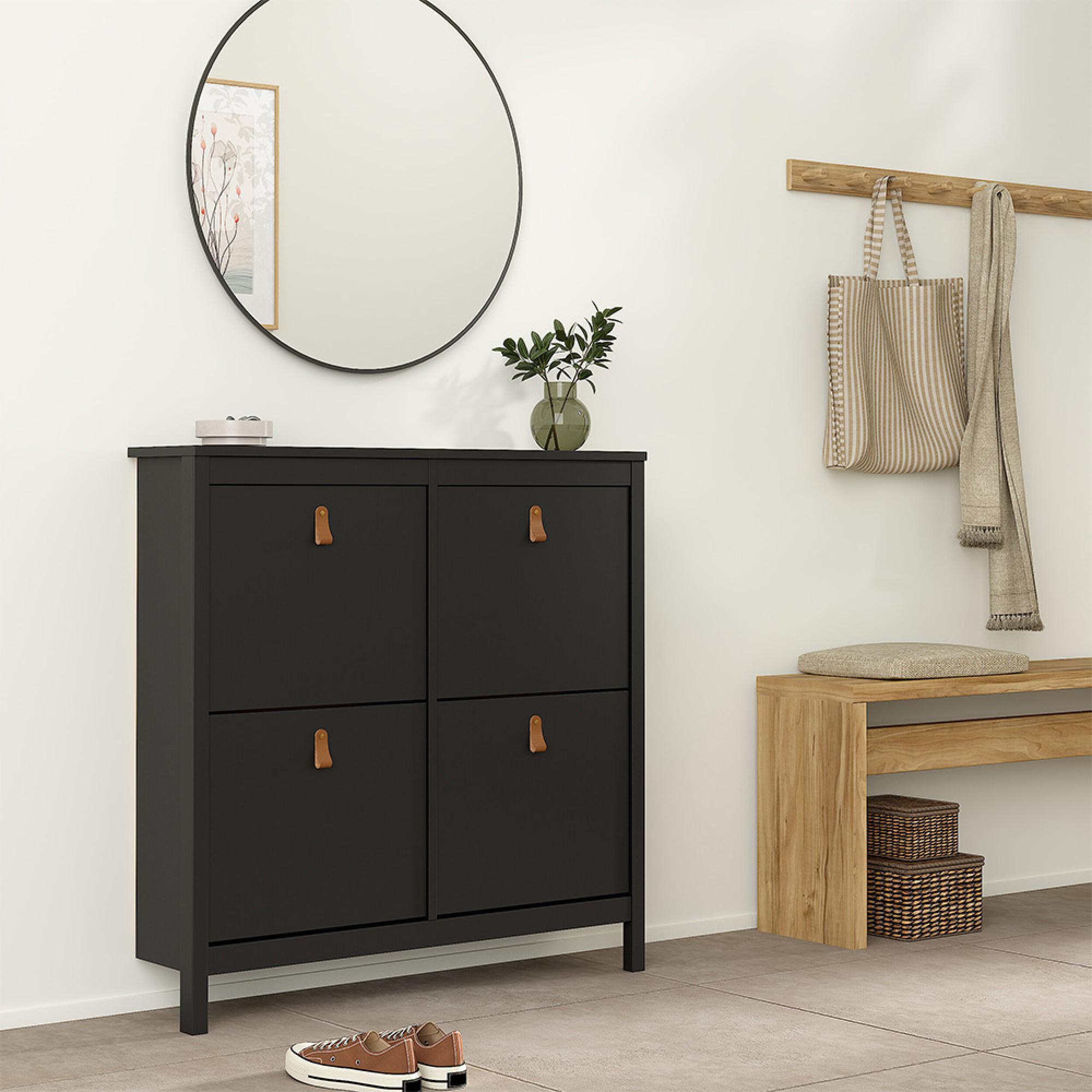 Barcelona Shoe Cabinet - 4 Drawer - Black