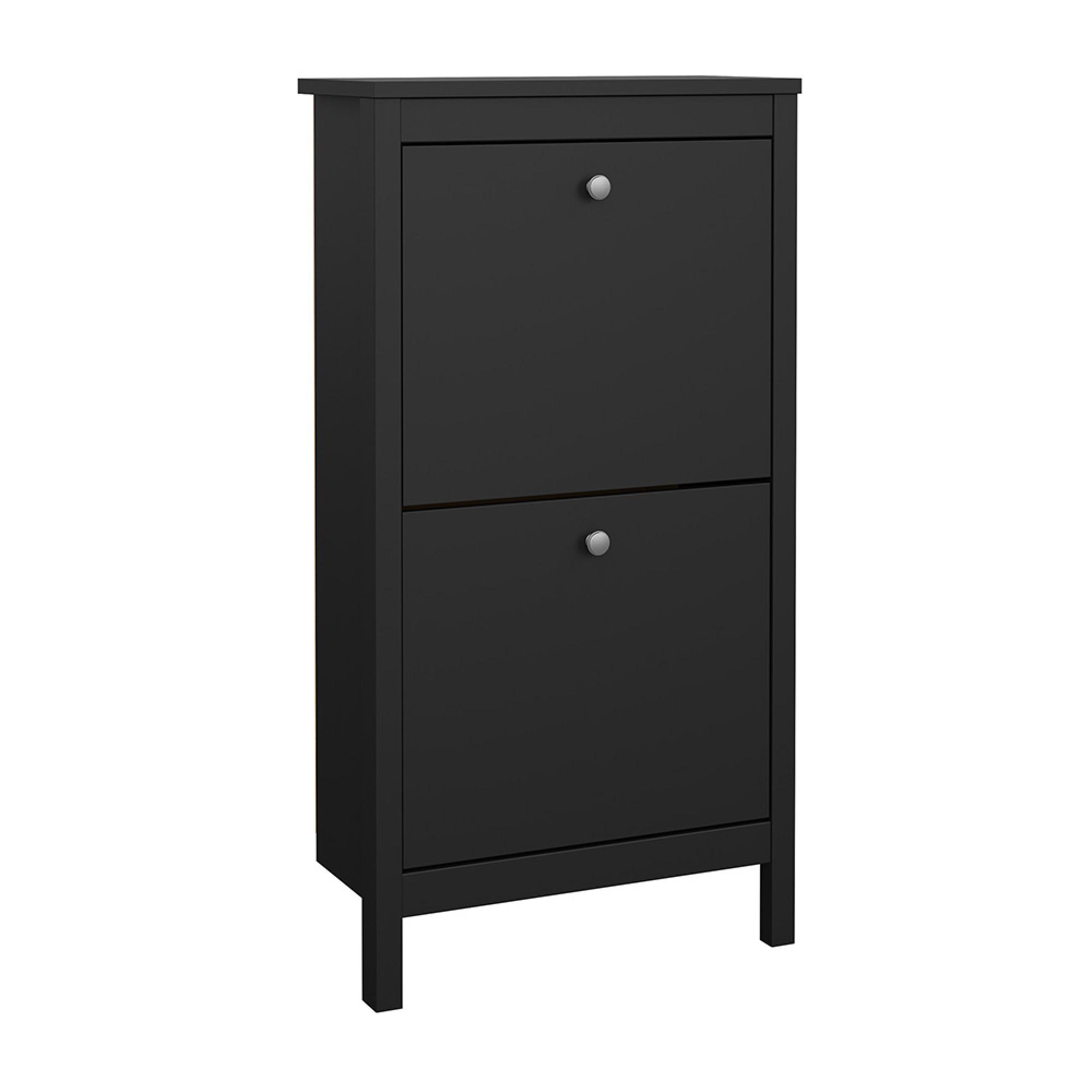 Madrid Shoe Cabinet - 2 Drawer - Door - Black
