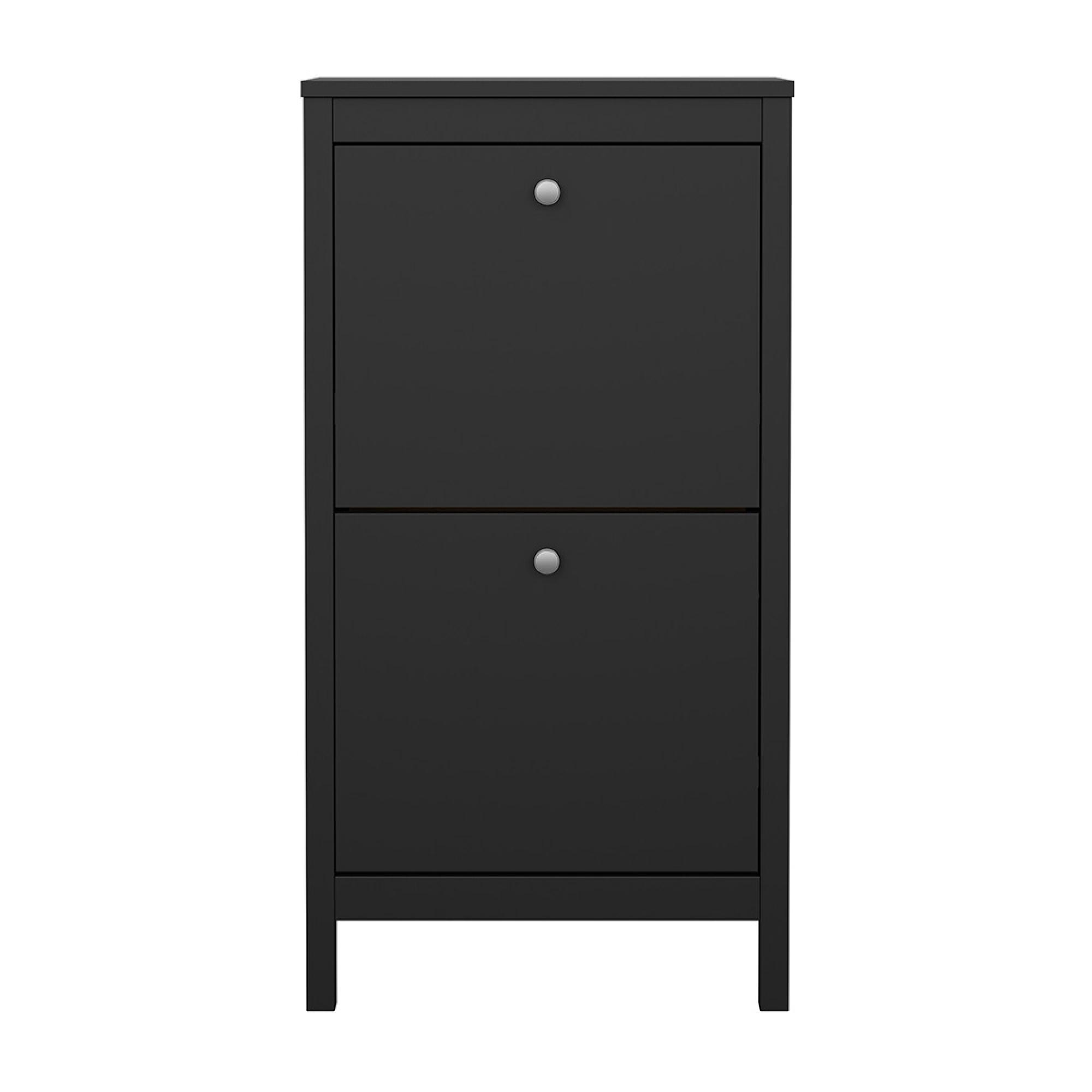 Madrid Shoe Cabinet - 2 Drawer - Door - Black