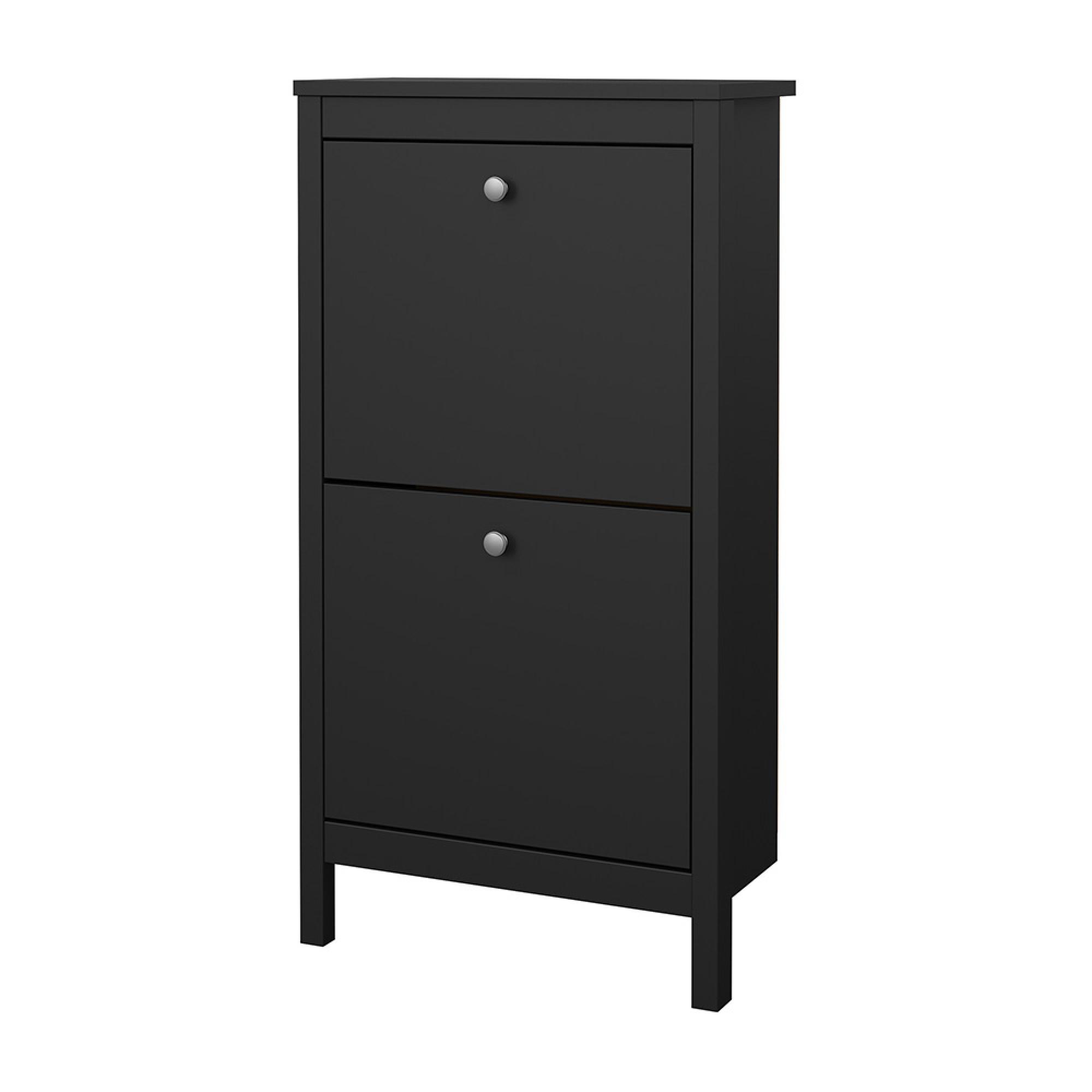 Madrid Shoe Cabinet - 2 Drawer - Door - Black