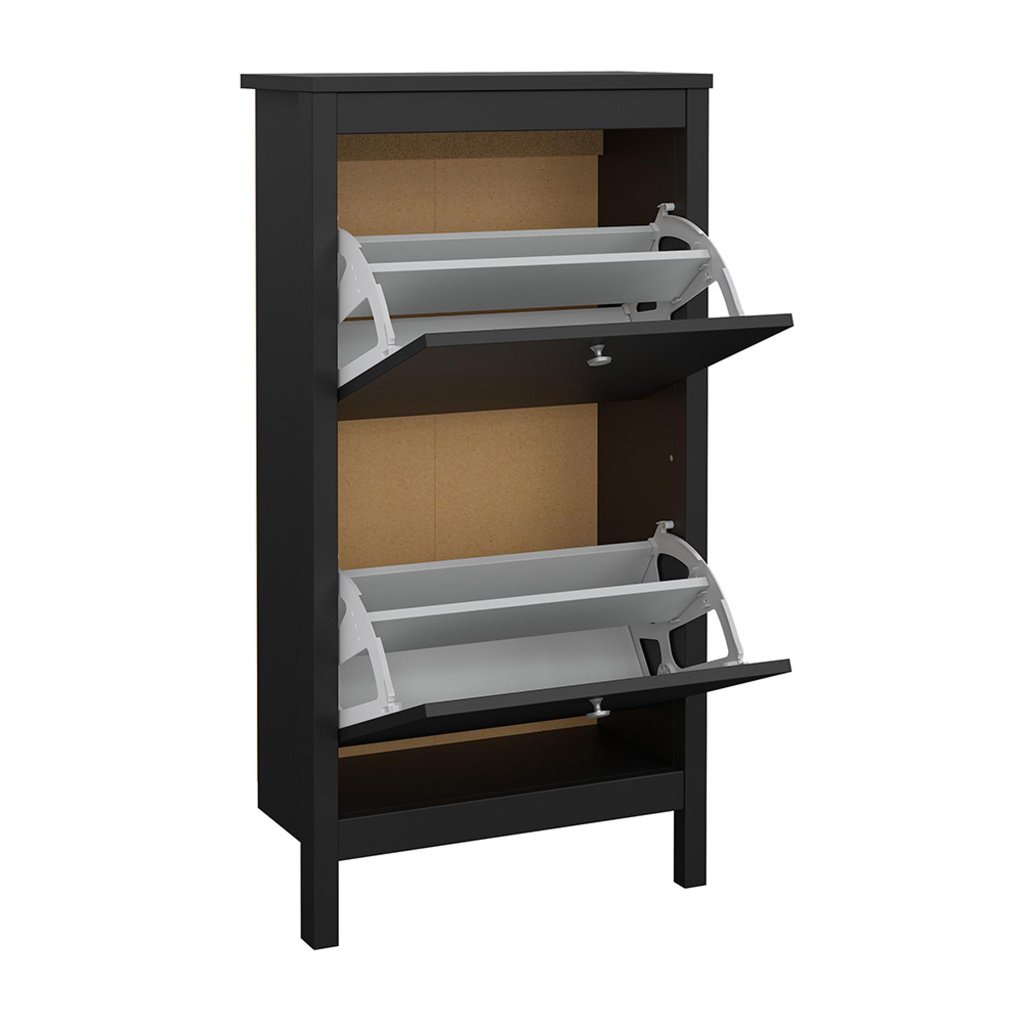 Madrid Shoe Cabinet - 2 Drawer - Door - Black