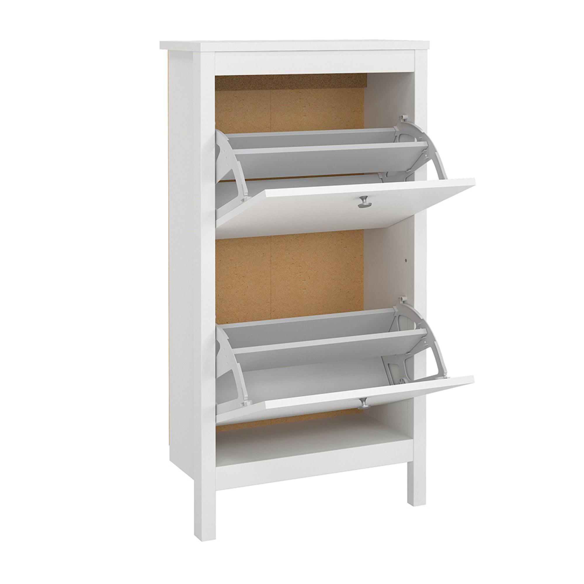 Madrid Shoe Cabinet - 2 Drawer - Door - White