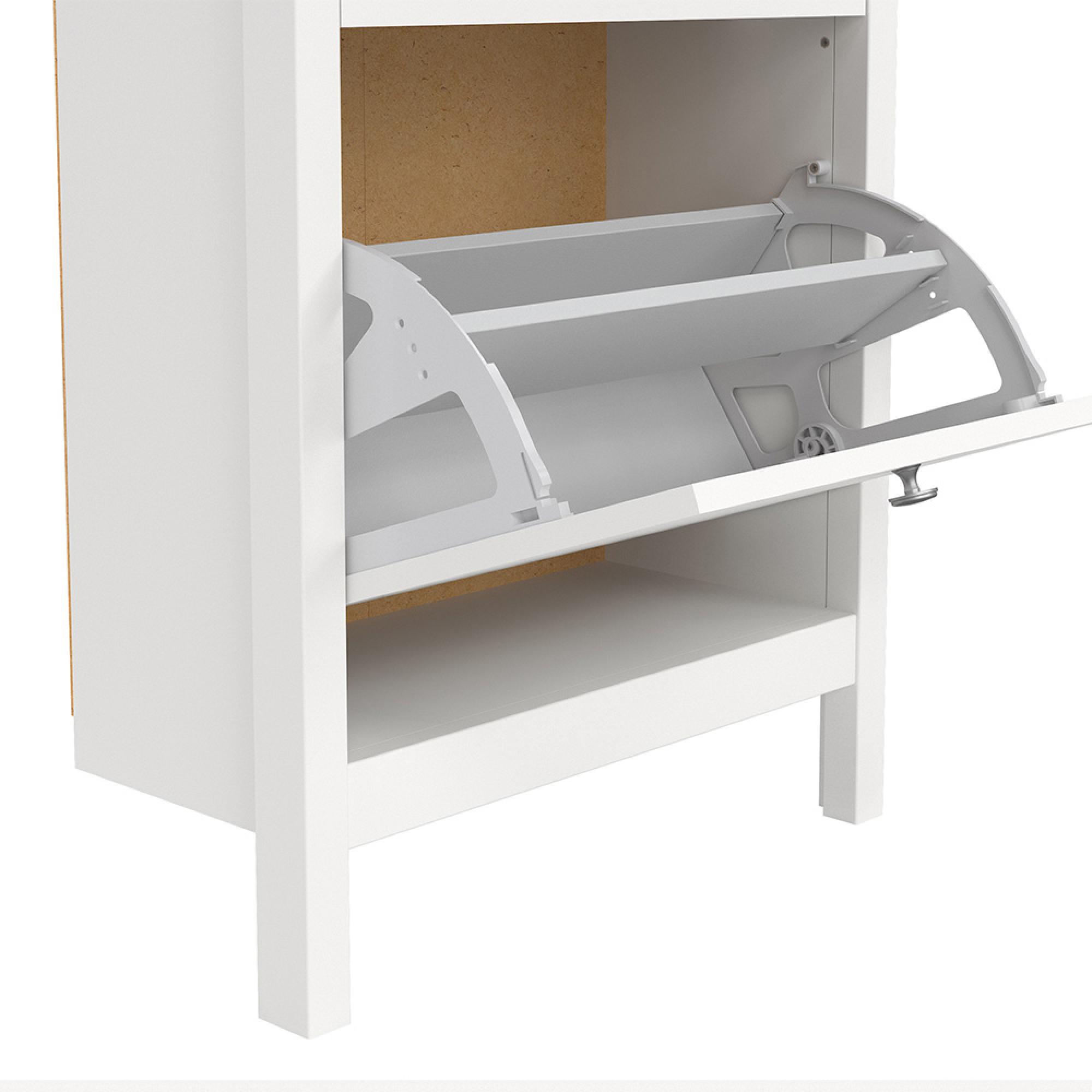 Madrid Shoe Cabinet - 2 Drawer - Door - White