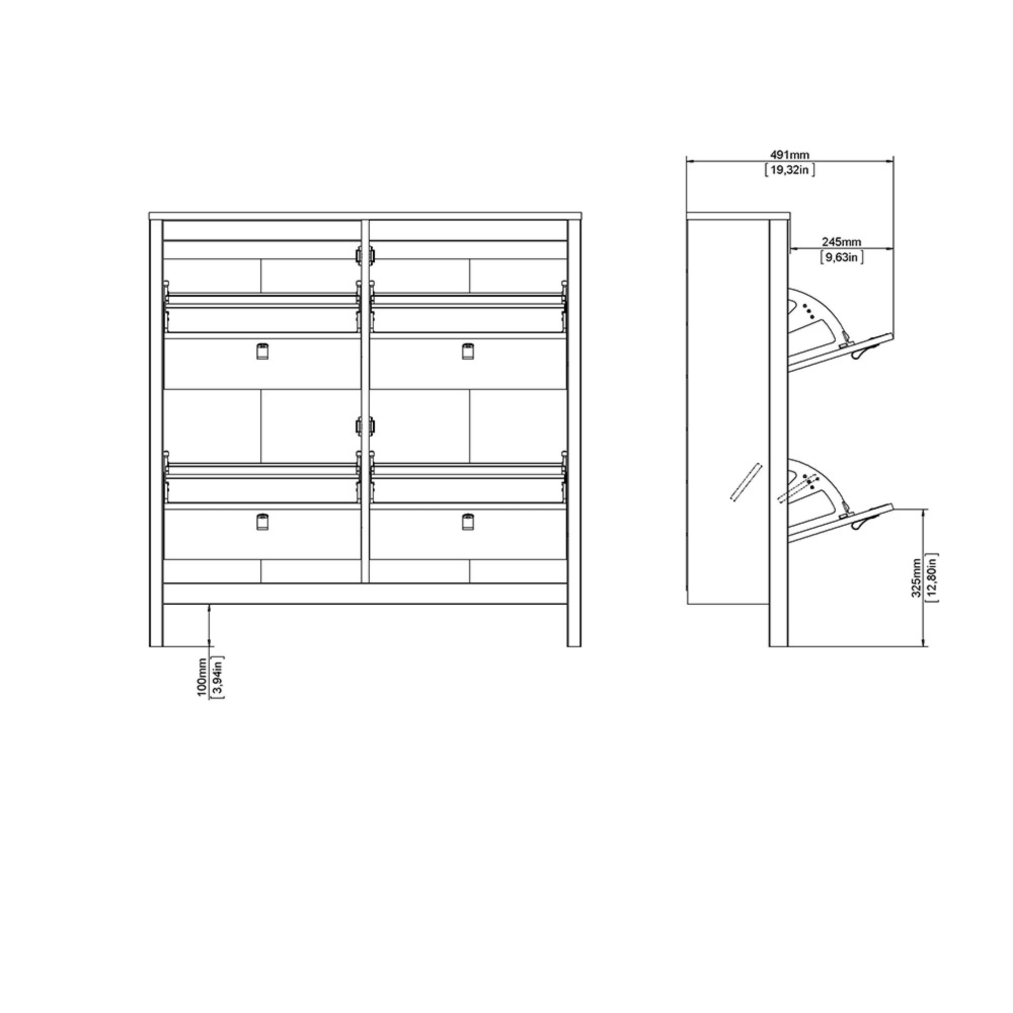 Madrid Shoe Cabinet - 4 Drawer - Black