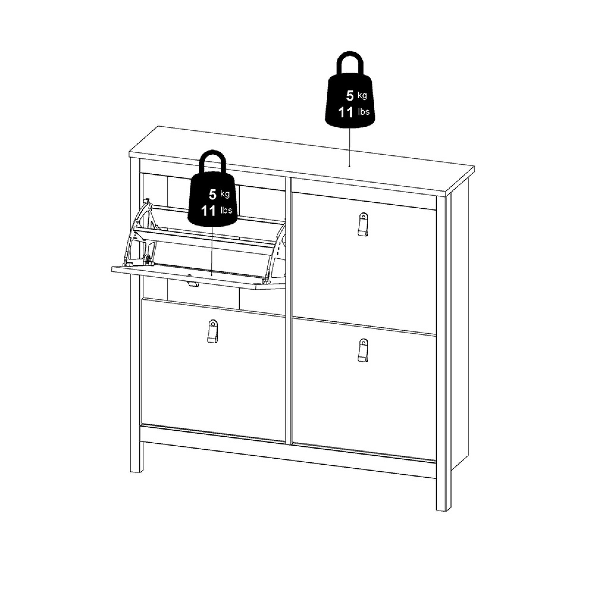 Madrid Shoe Cabinet - 4 Drawer - Black