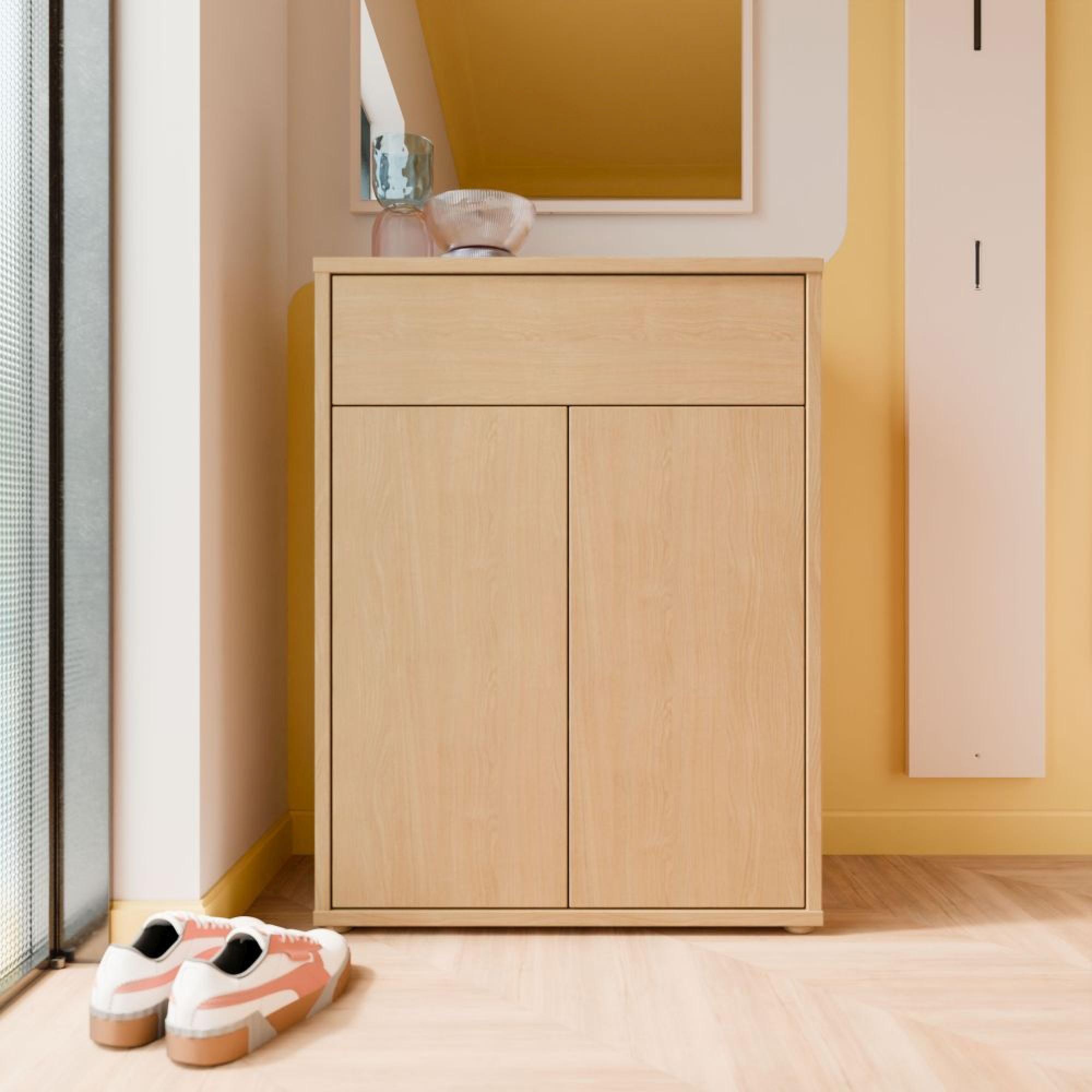 Alice Springs Shoe Cabinet - 2 Door - 1 Drawer - Compact - Elegancia Oak