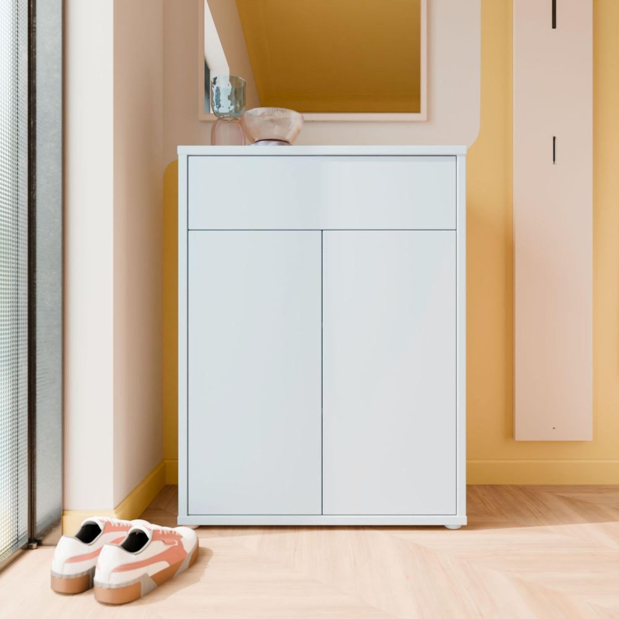 Alice Springs Shoe Cabinet - 2 Door - 1 Drawer - Compact - Light Grey