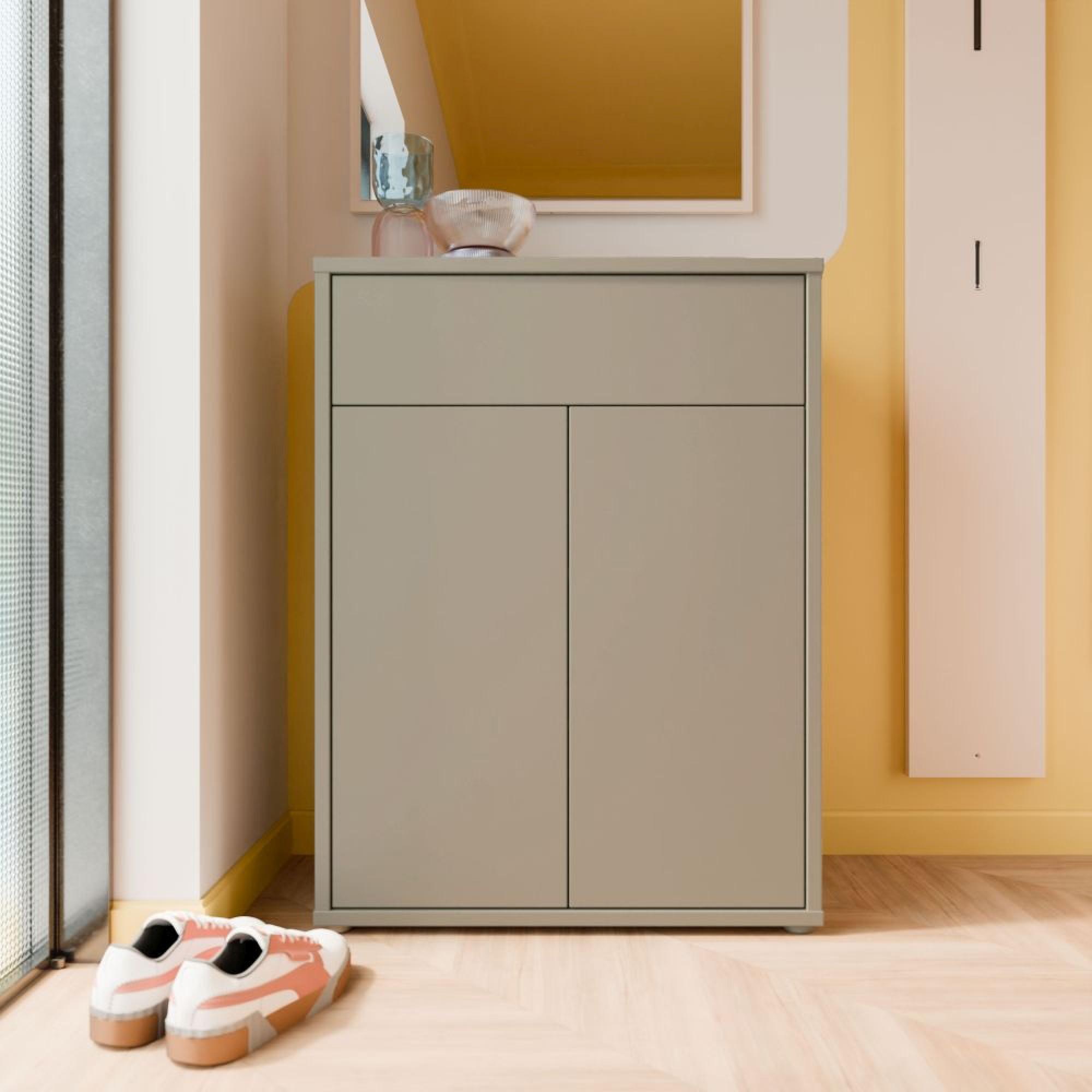 Alice Springs Shoe Cabinet - 2 Door - 1 Drawer - Compact - Taupe