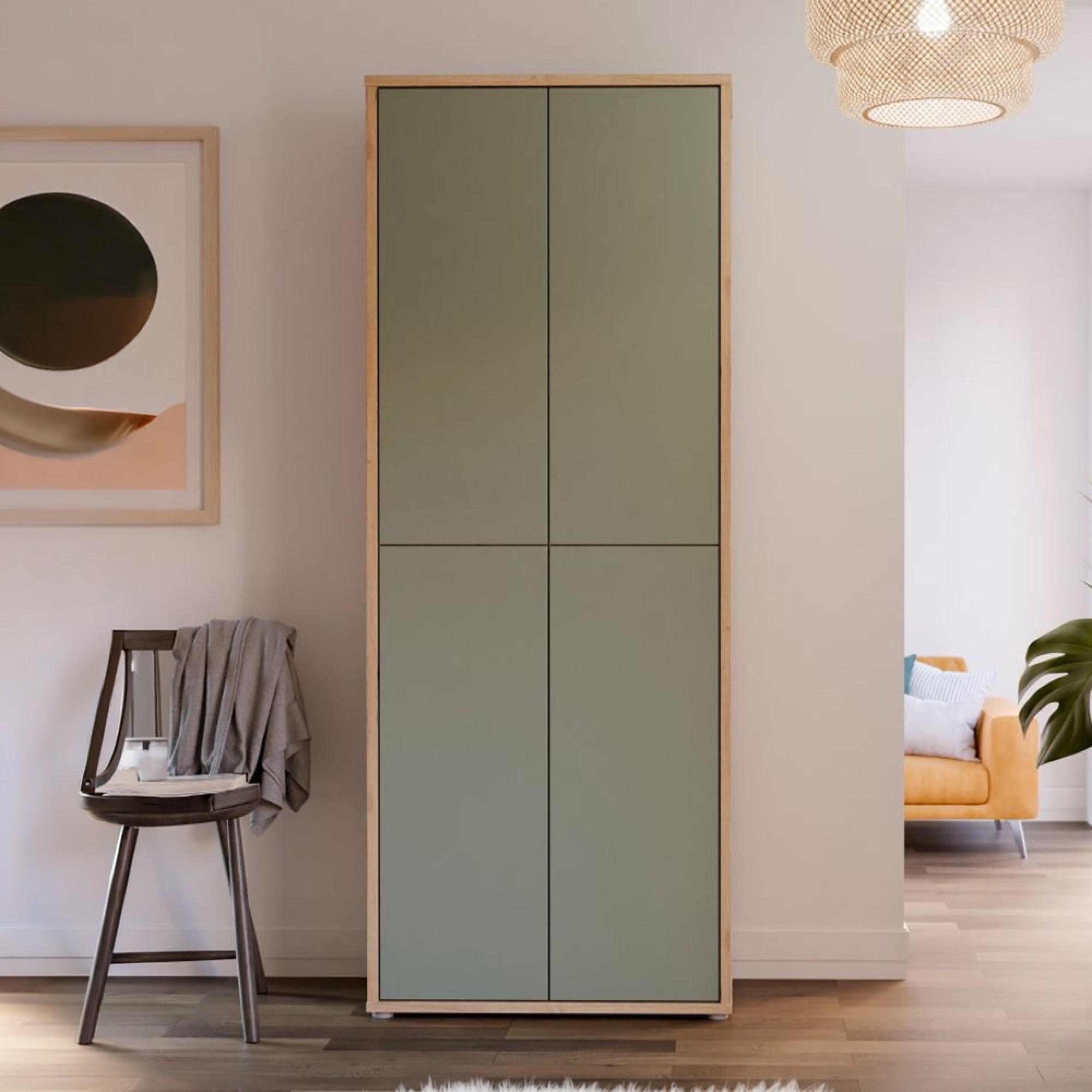 Alice Springs Shoe Cabinet - 4 Door - Artisan Oak and Sage Green