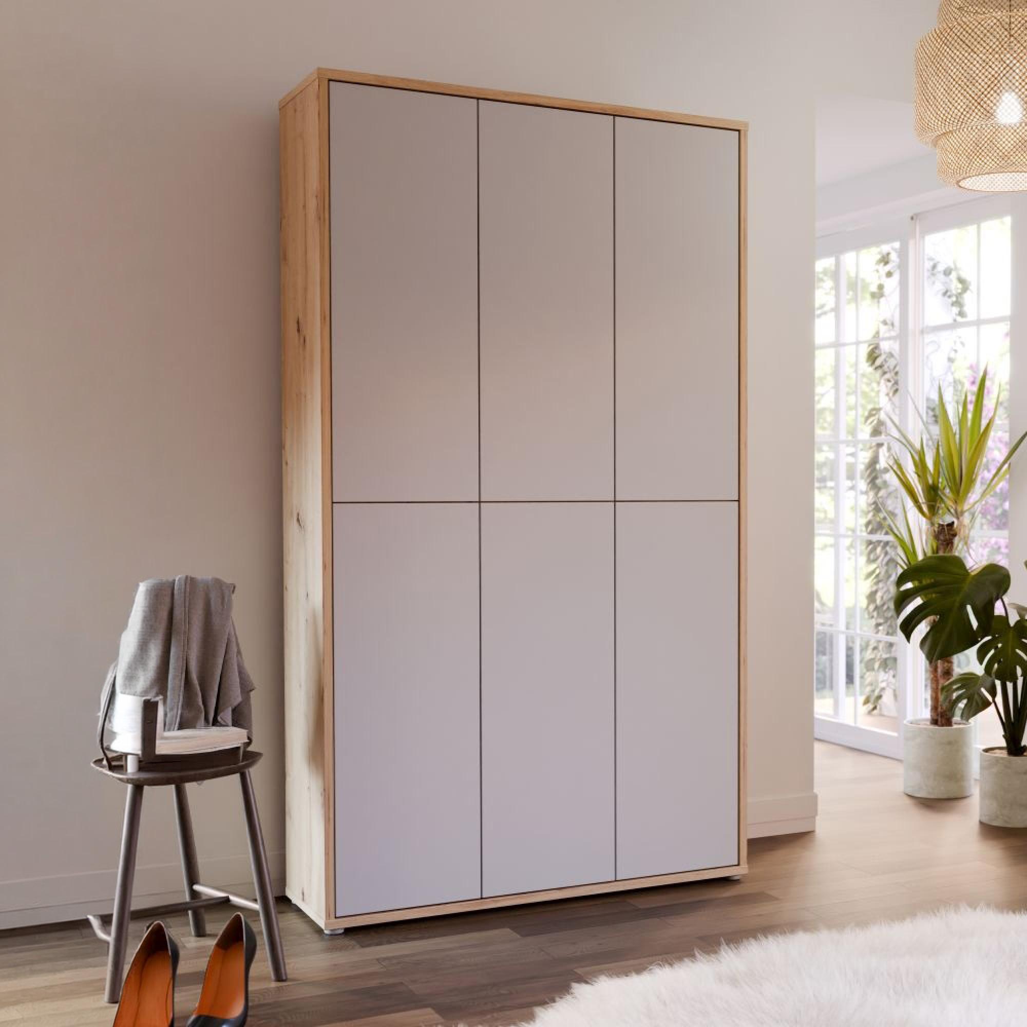 Alice Springs Shoe Cabinet - 6 Door - Artisan Oak and Light Grey