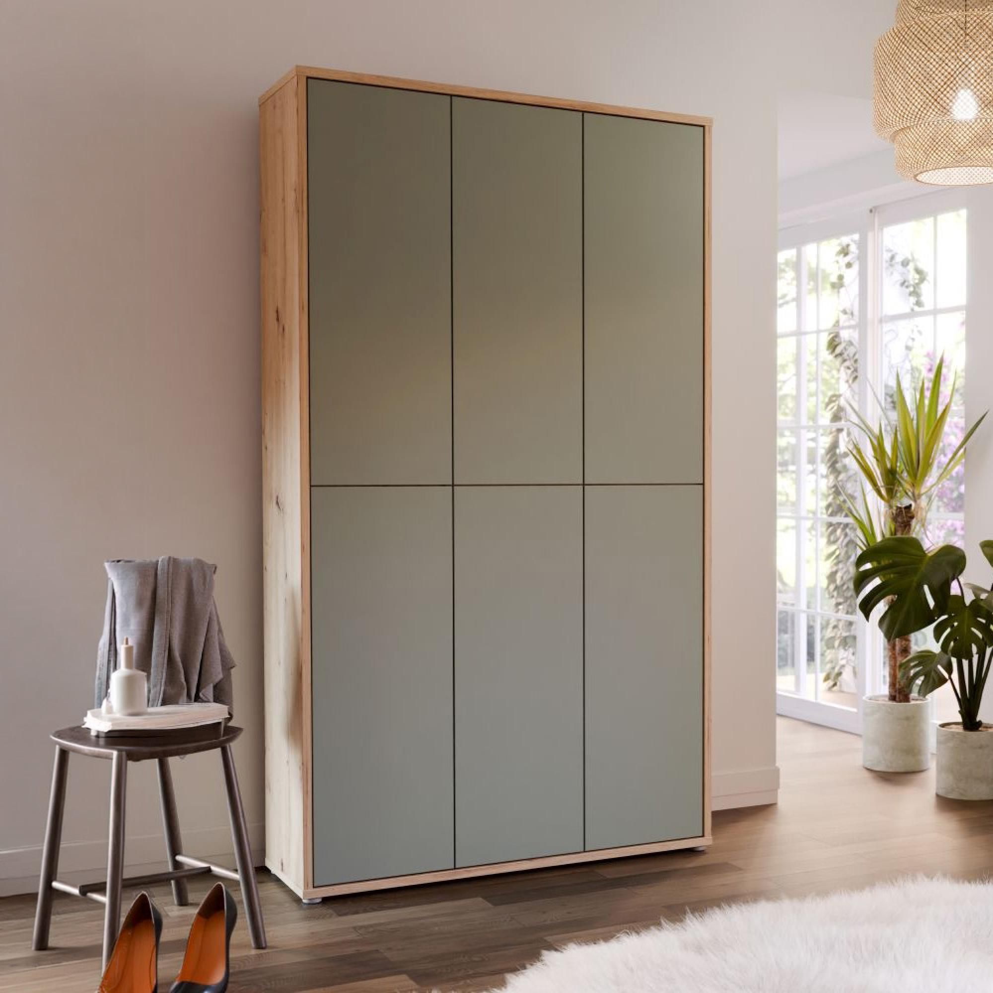 Alice Springs Shoe Cabinet - 6 Door - Artisan Oak and Sage Green