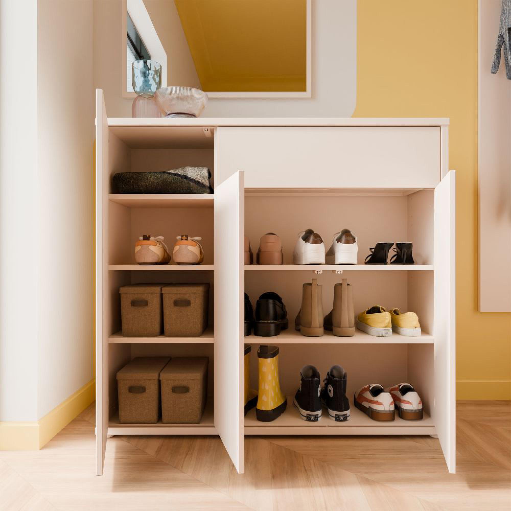 Alice Springs Shoe Cabinet - 3 Door - 1 Drawer - Sand