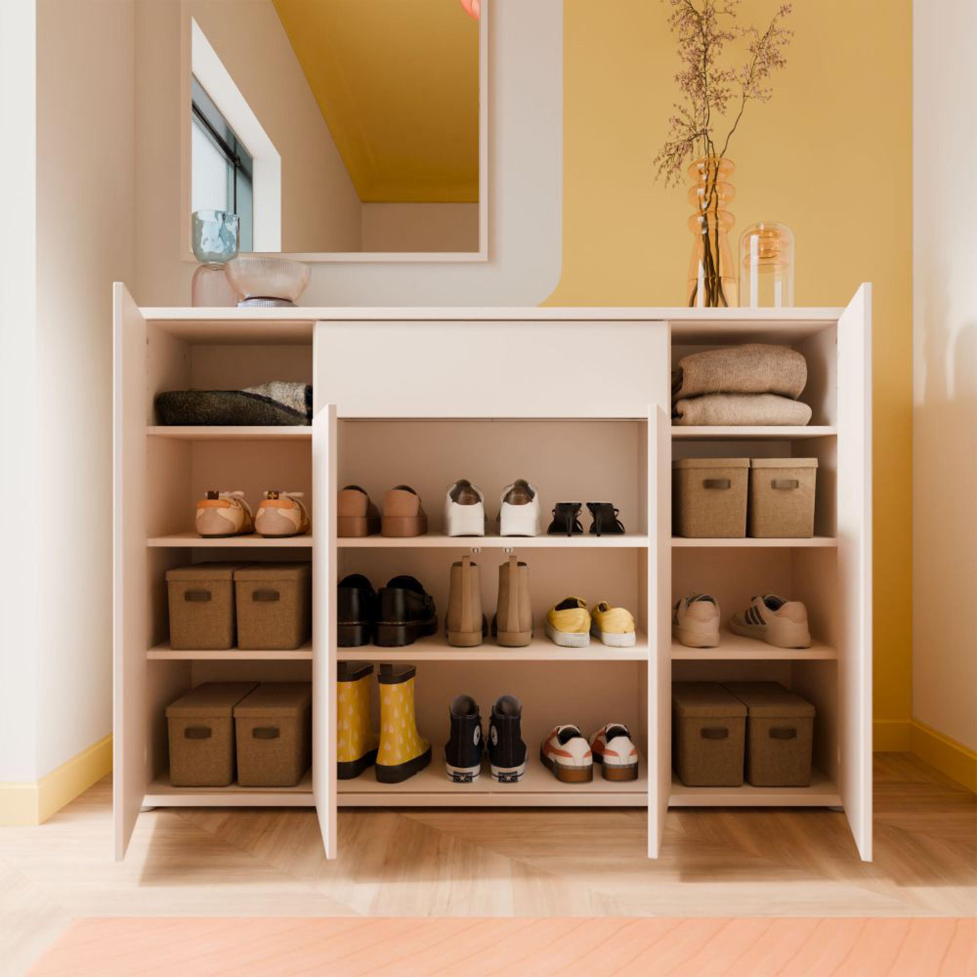 Alice Springs Shoe Cabinet - 4 Door - 1 Drawer - Sand