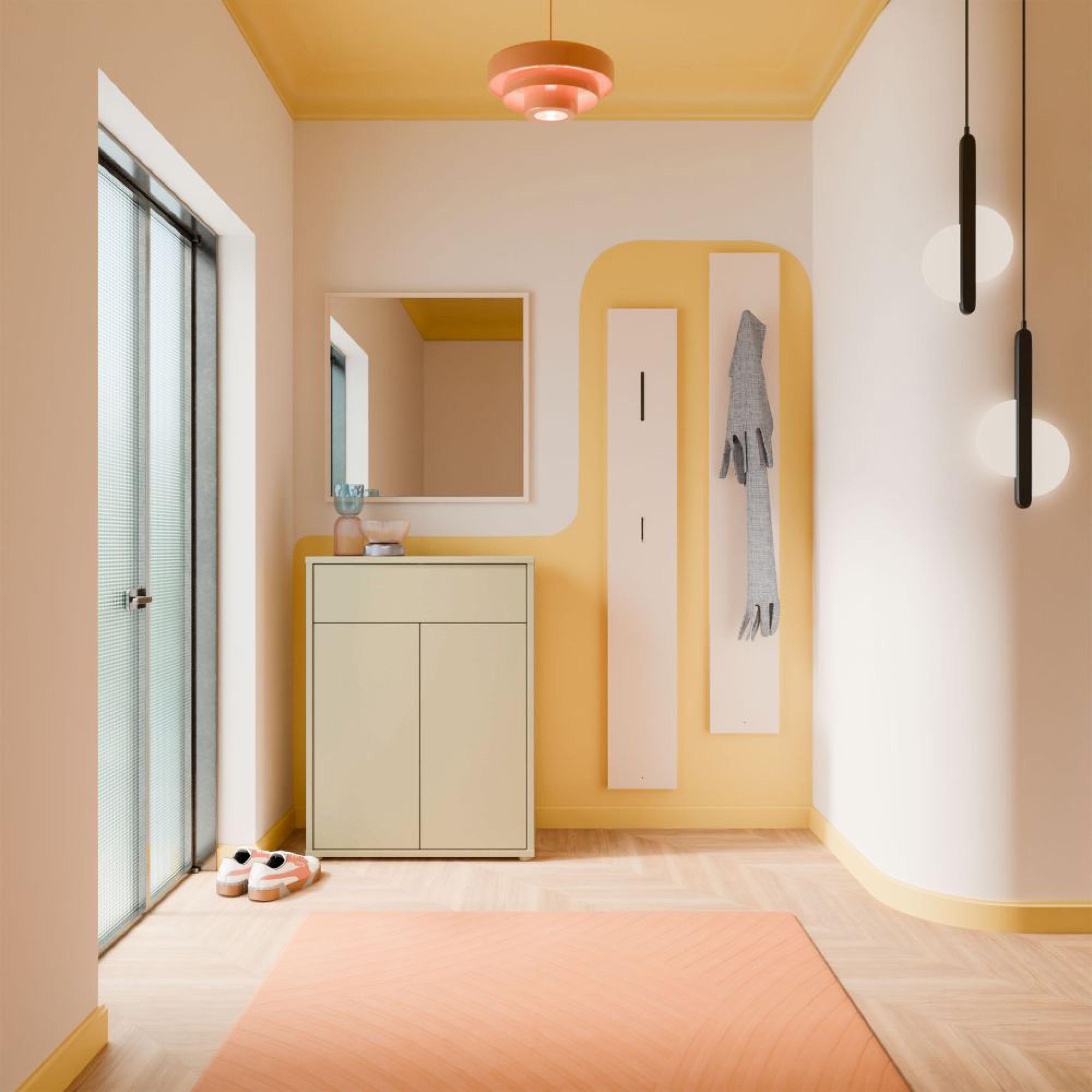 Alice Springs Shoe Cabinet - 2 Door - 1 Drawer - Compact - Butter Yellow