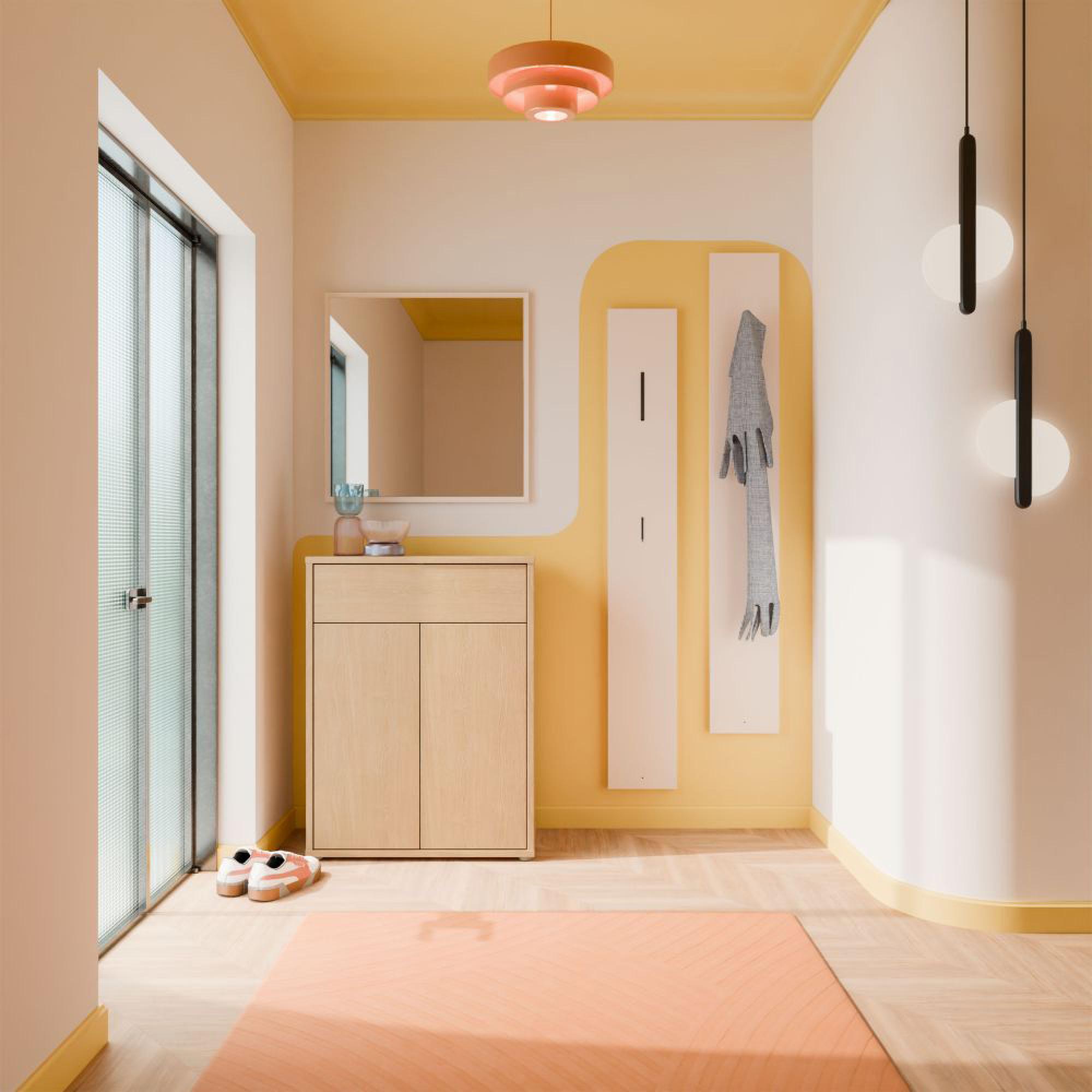 Alice Springs Shoe Cabinet - 2 Door - 1 Drawer - Compact - Elegancia Oak