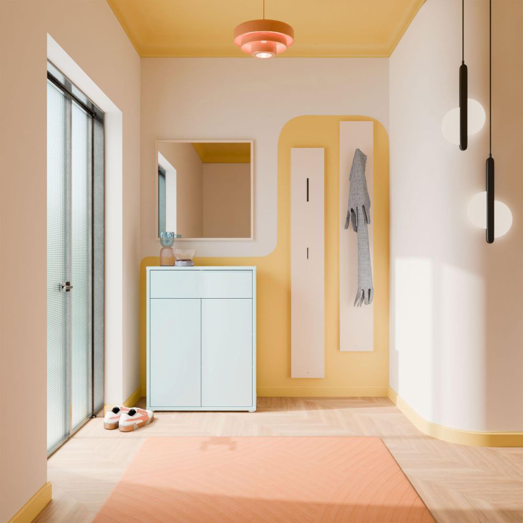 Alice Springs Shoe Cabinet - 2 Door - 1 Drawer - Compact - Light Grey