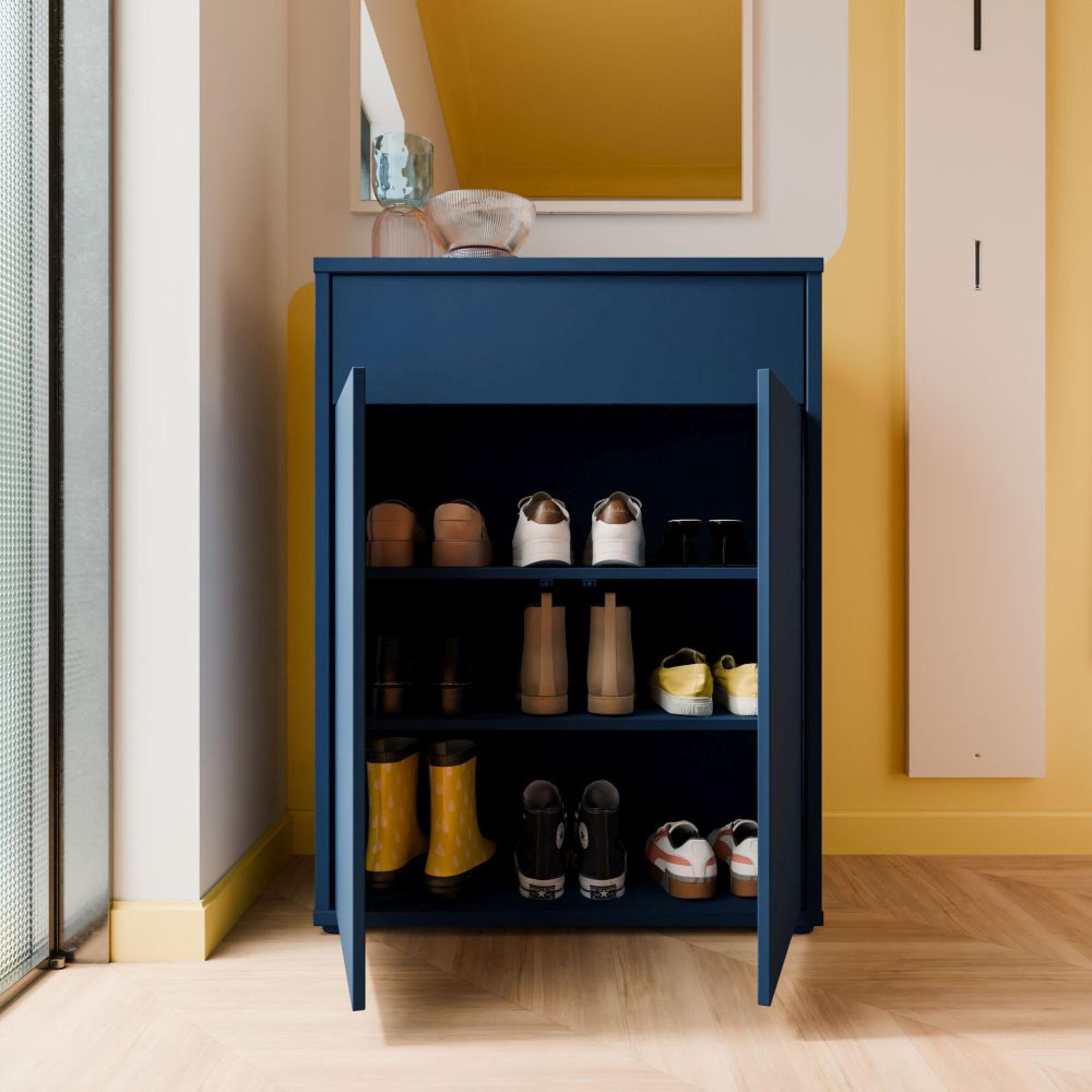 Alice Springs Shoe Cabinet - 2 Door - 1 Drawer - Compact - Night Blue