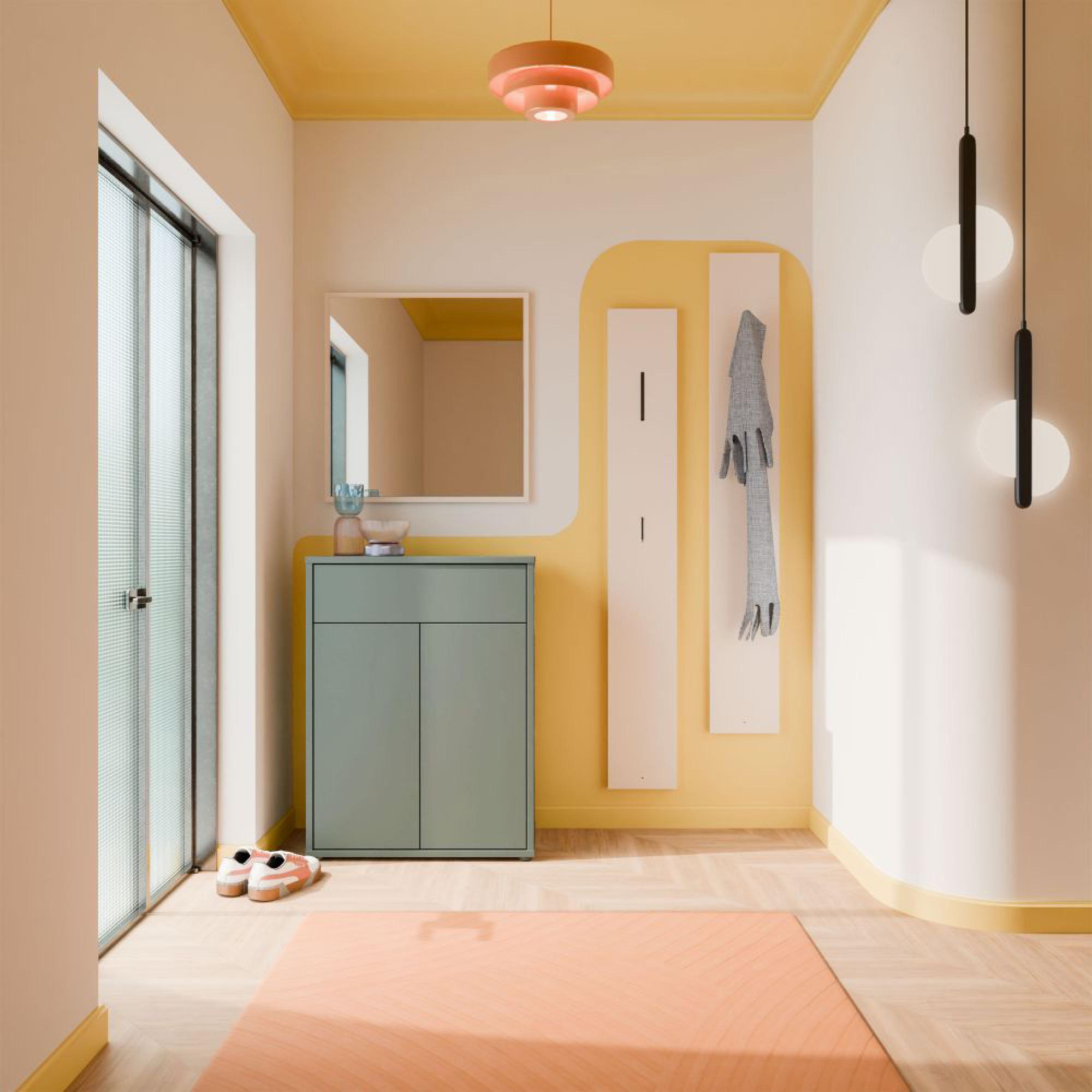 Alice Springs Shoe Cabinet - 2 Door - 1 Drawer - Compact - Sage Green