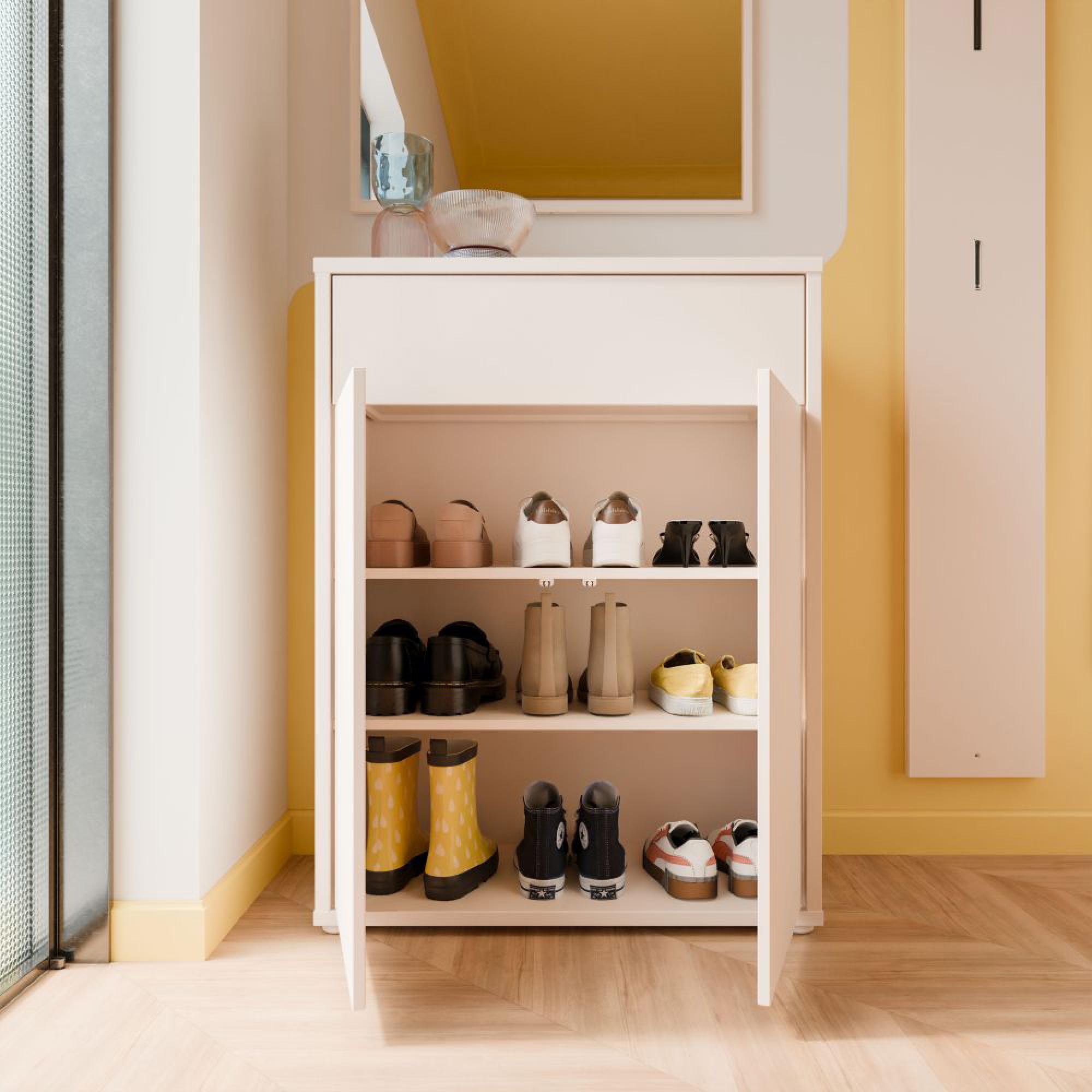 Alice Springs Shoe Cabinet - 2 Door - 1 Drawer - Compact - Sand