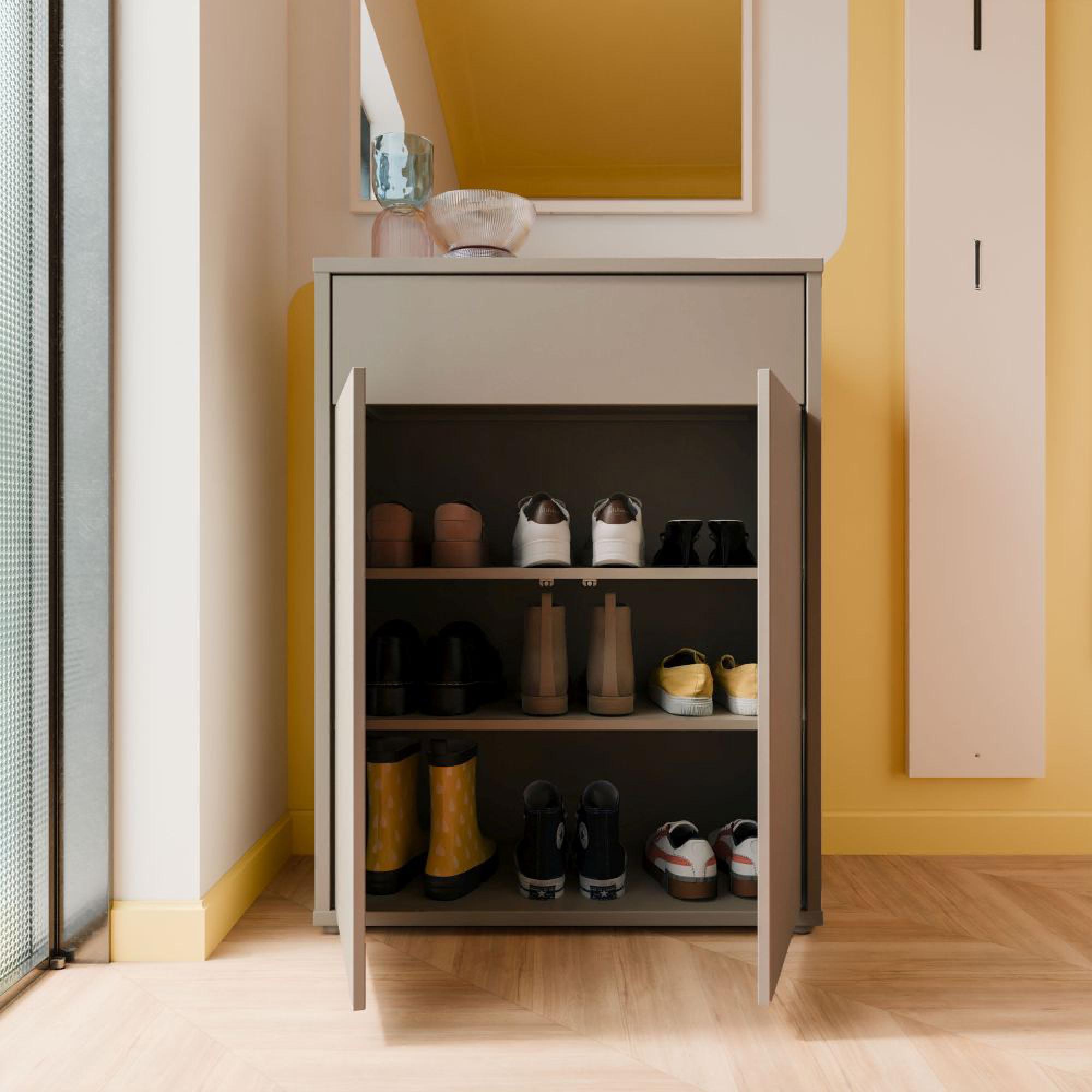 Alice Springs Shoe Cabinet - 2 Door - 1 Drawer - Compact - Taupe