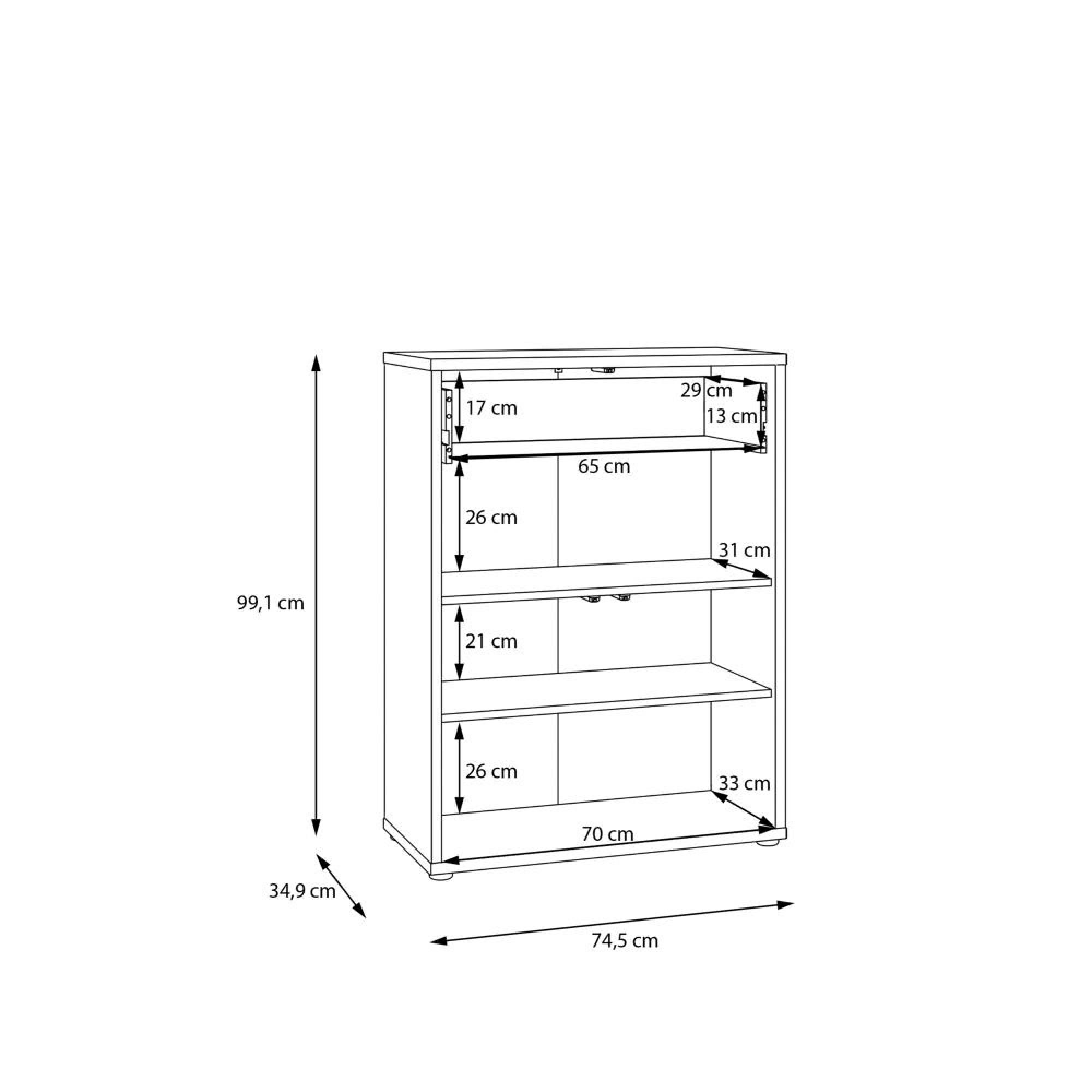 Alice Springs Shoe Cabinet - 2 Door - 1 Drawer - Compact - Taupe